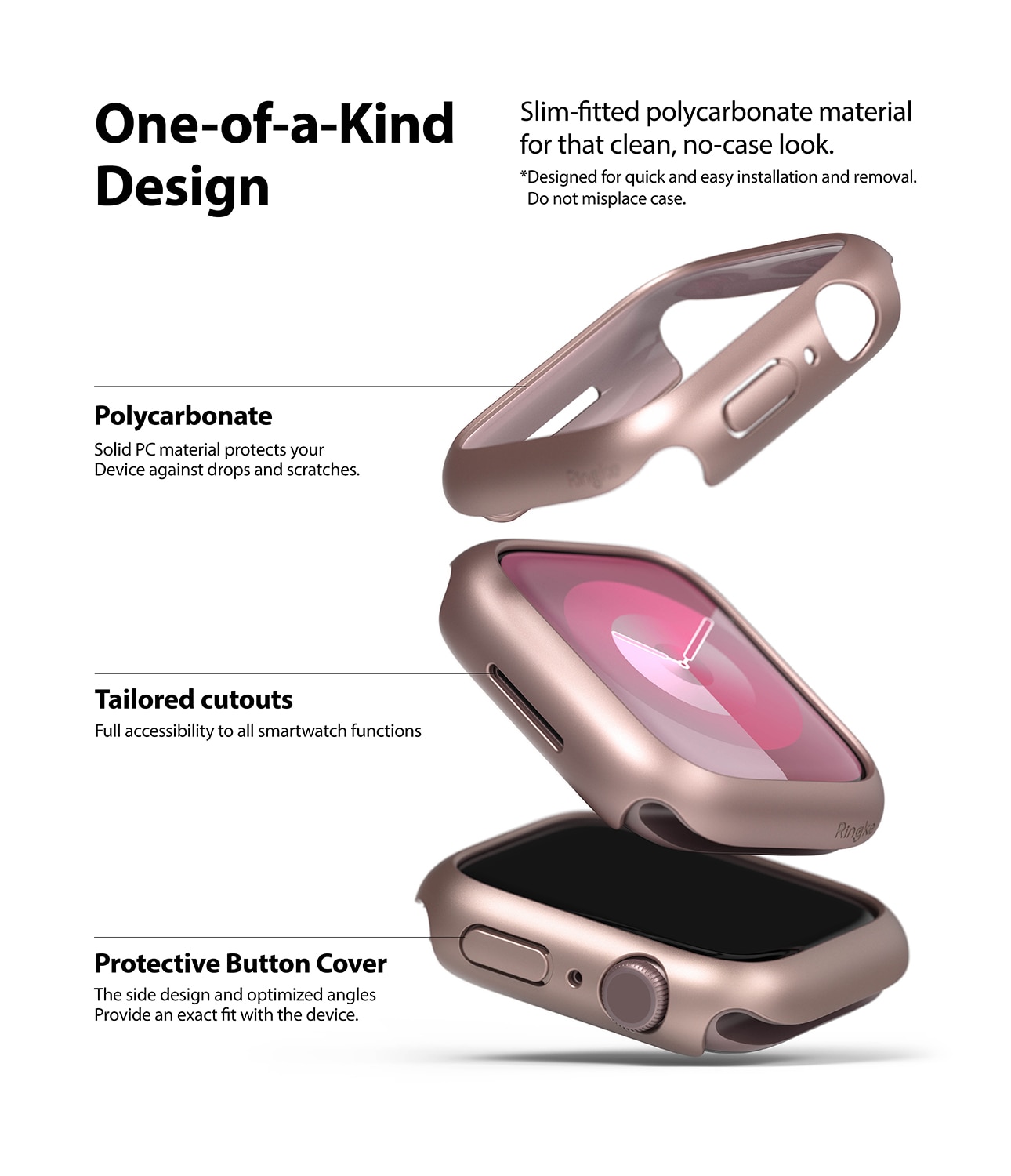 Slim Case (2-pack) Apple Watch 45mm Series 9 Pink & Clear