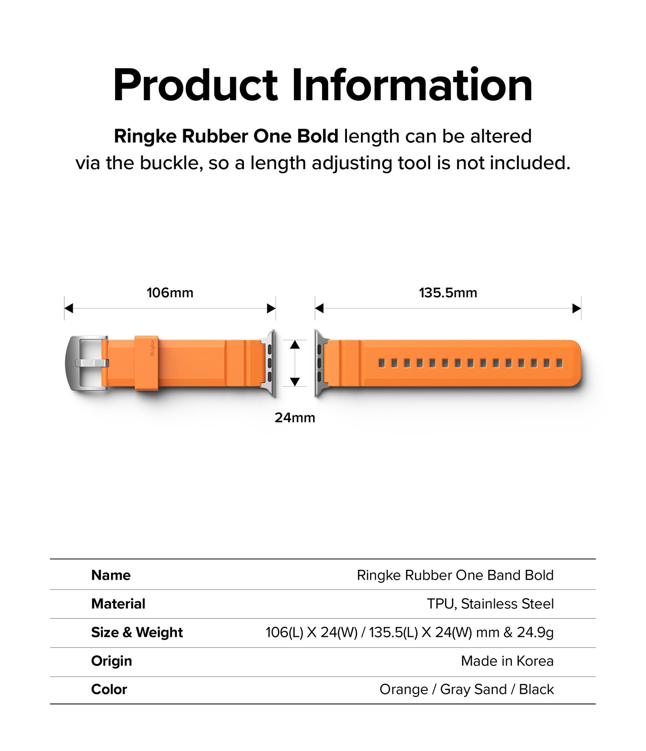 Rubber One Bold Band Apple Watch 45mm Series 7 Orange