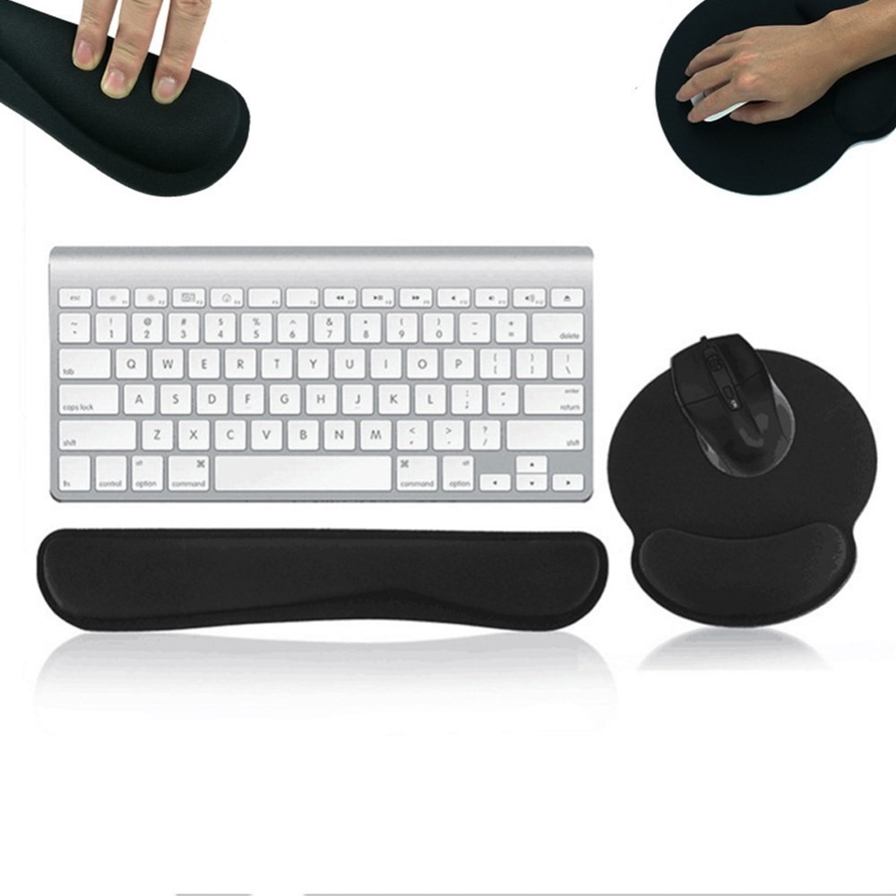 Håndledsstøtte til tastatur og musemåtte sort
