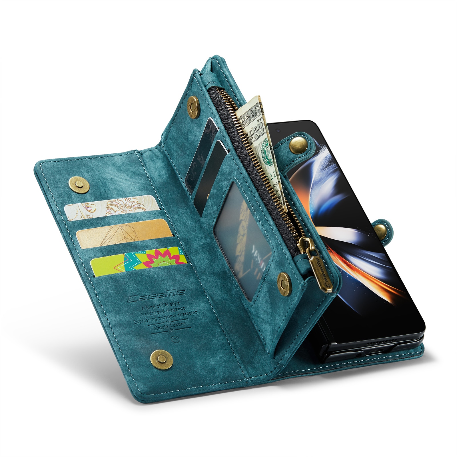 Multi-slot Mobiltaske Samsung Galaxy Z Fold 5 blå