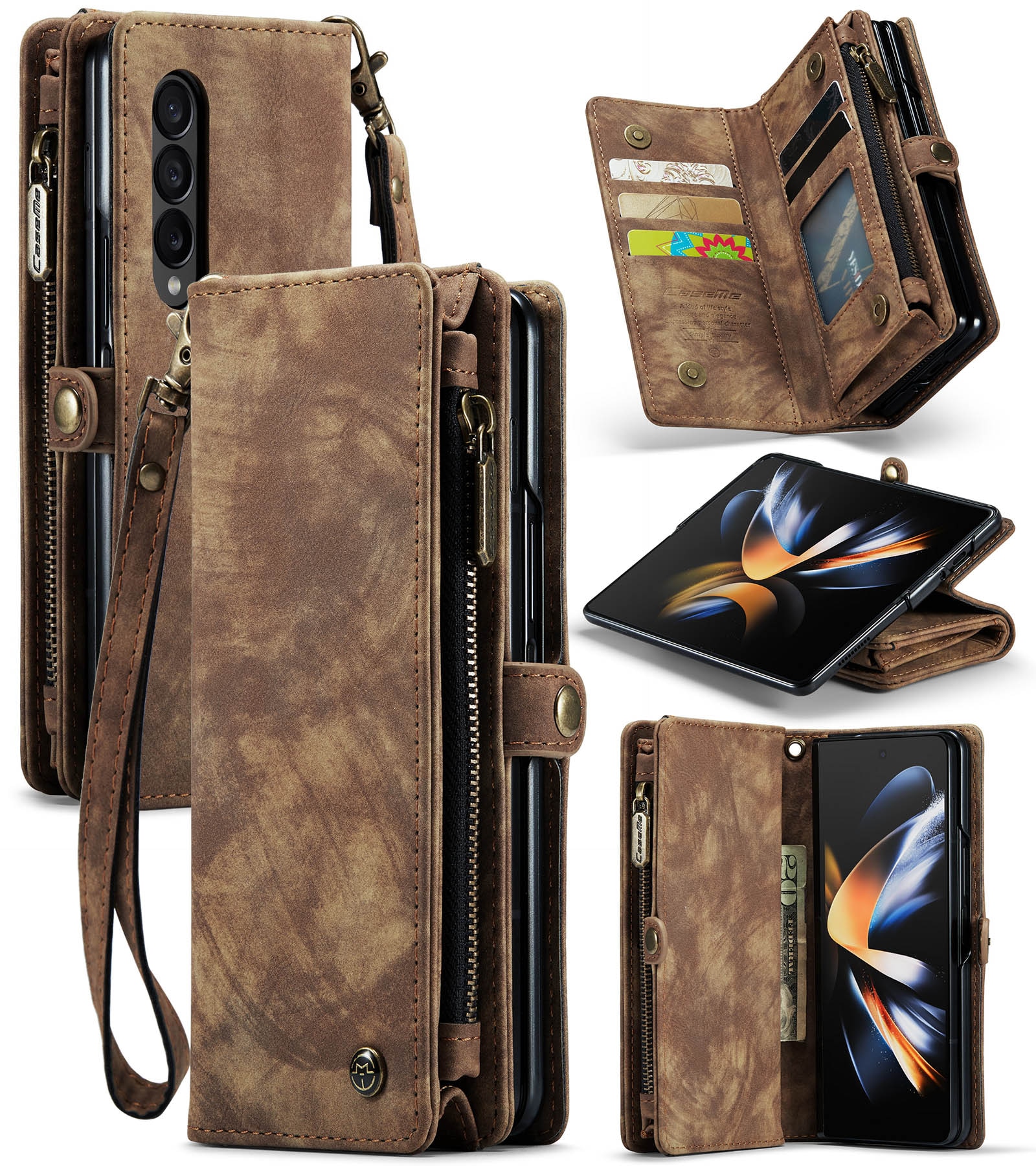 Multi-slot Mobiltaske Samsung Galaxy Z Fold 4 brun