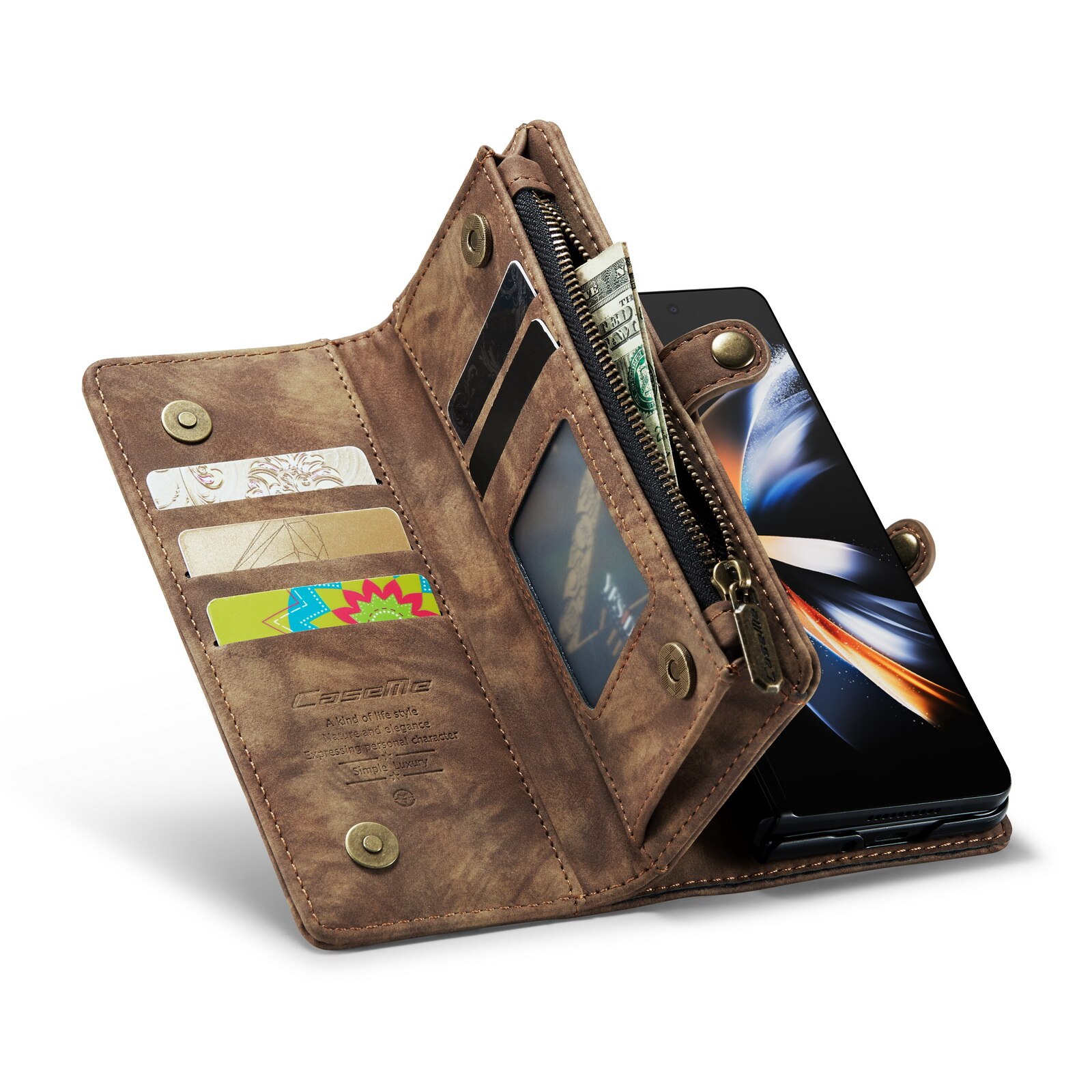 Multi-slot Mobiltaske Samsung Galaxy Z Fold 5 brun