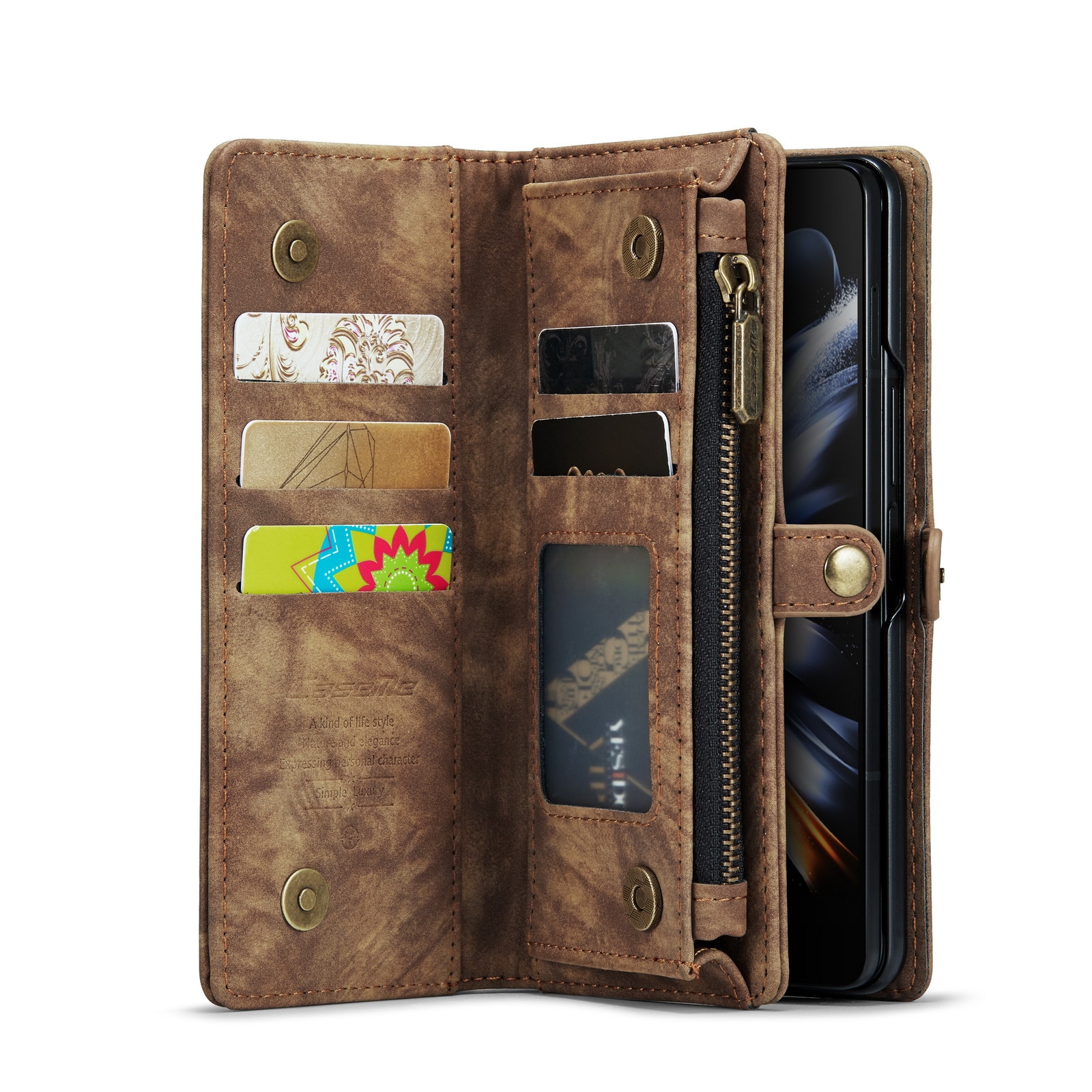 Multi-slot Mobiltaske Samsung Galaxy Z Fold 5 brun