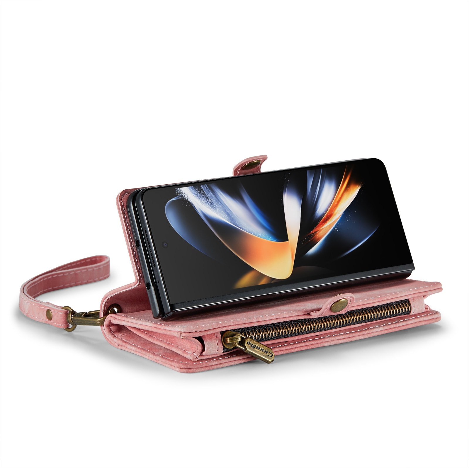 Multi-slot Mobiltaske Samsung Galaxy Z Fold 5 lyserød
