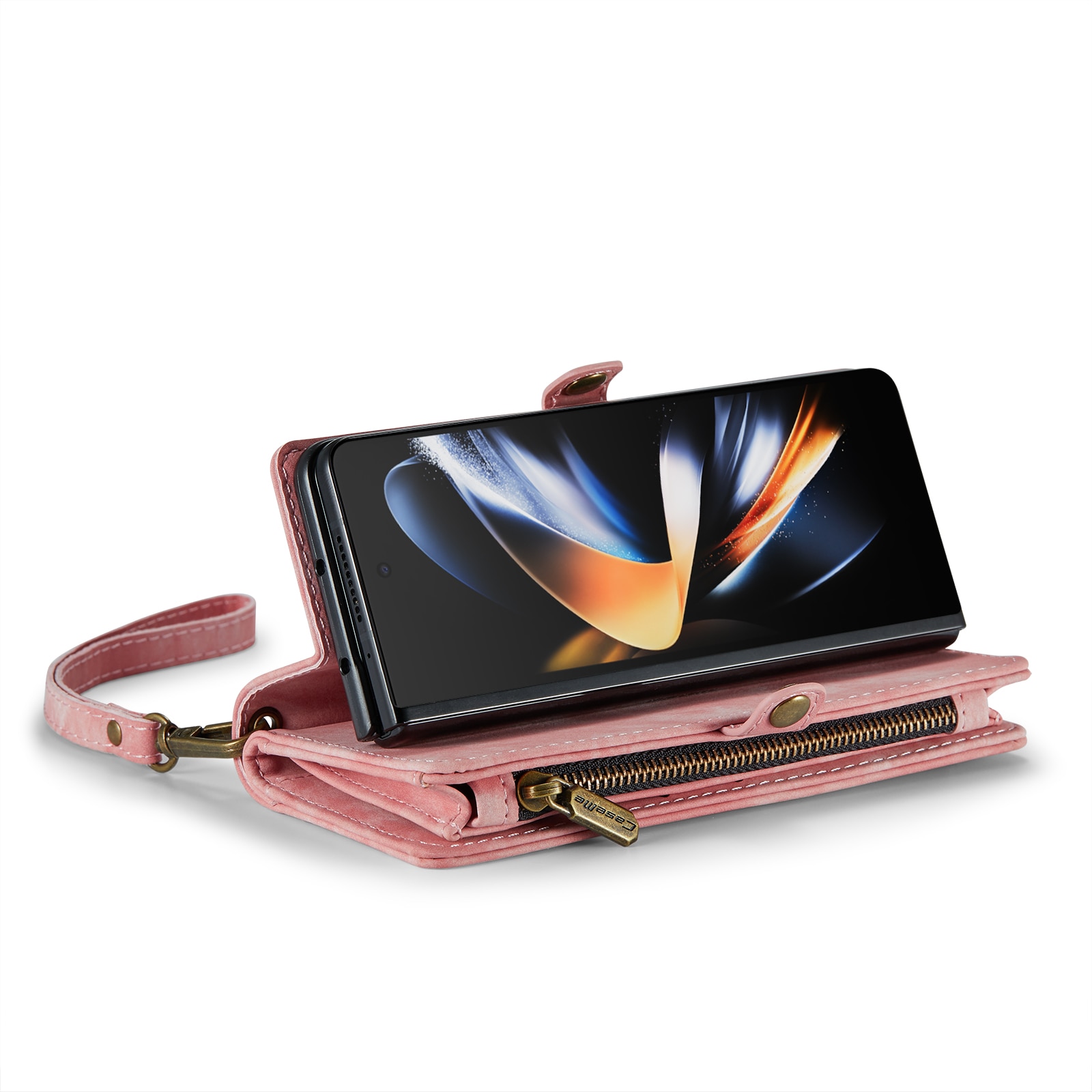 Multi-slot Mobiltaske Samsung Galaxy Z Fold 4 lyserød