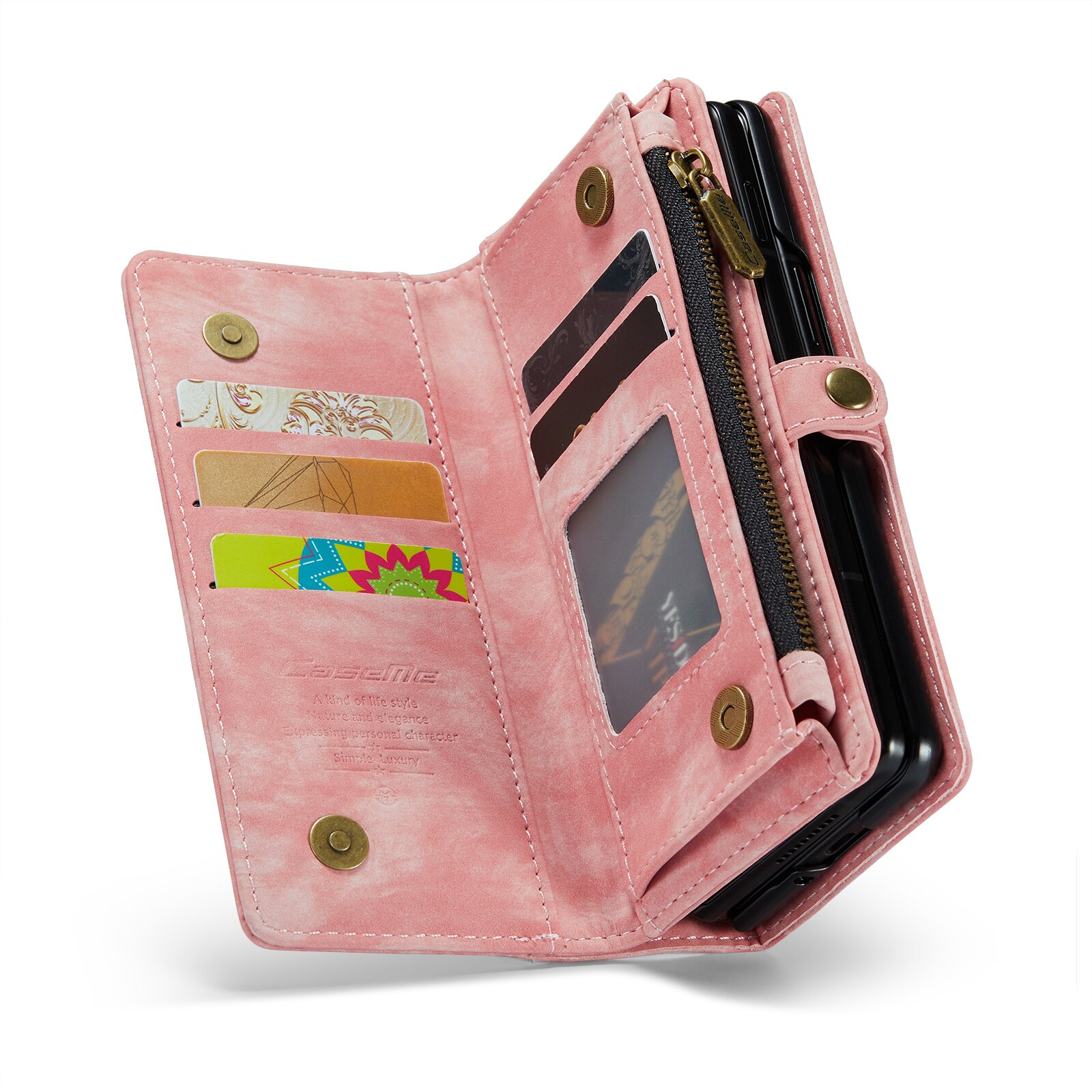 Multi-slot Mobiltaske Samsung Galaxy Z Fold 4 Lyserød