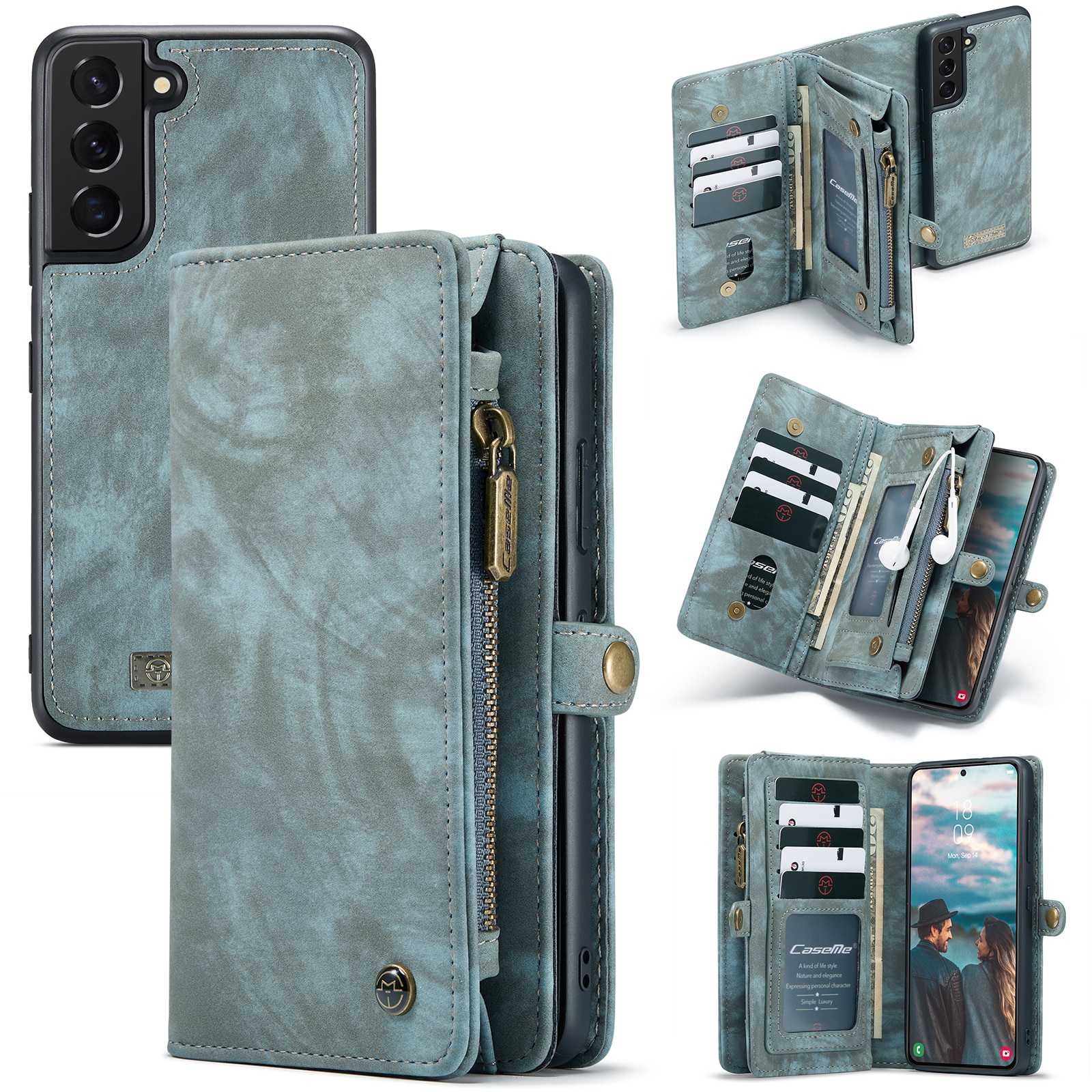 Multi-slot Mobiltaske Samsung Galaxy S22 Plus Blå