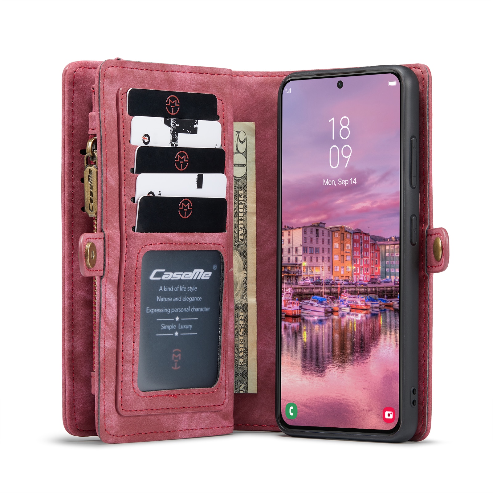 Multi-slot Mobiltaske Samsung Galaxy S22 rød