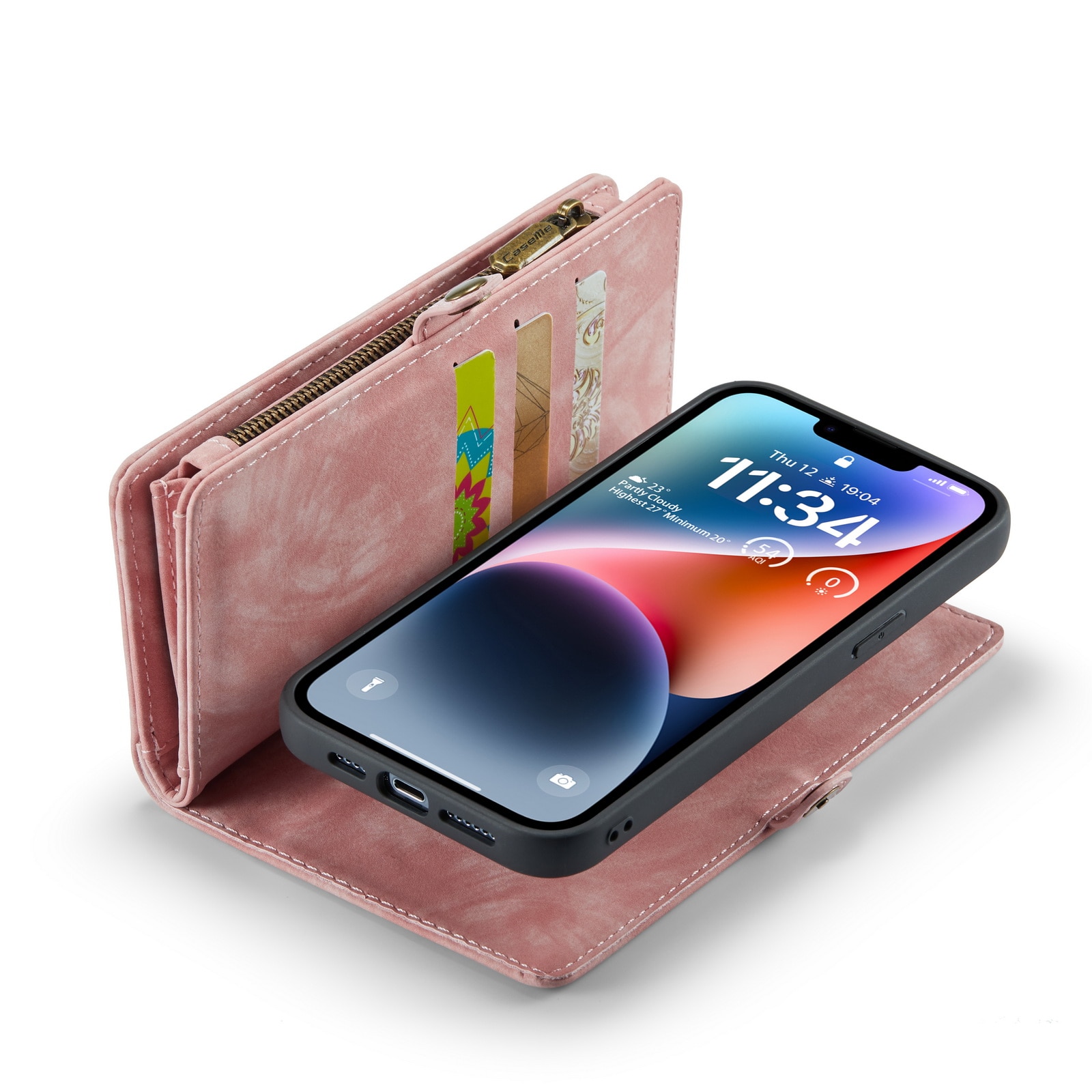 Multi-slot Mobiltaske iPhone 14 Plus lyserød