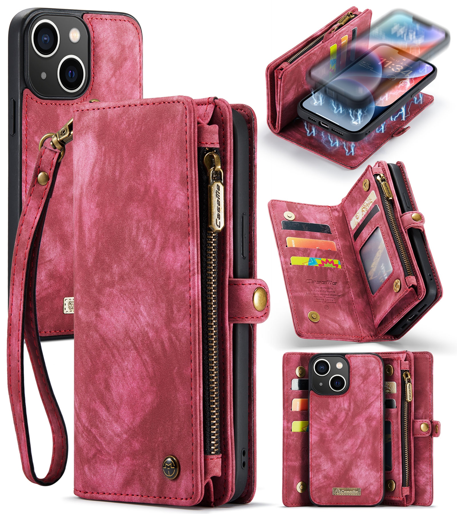 Multi-slot Mobiltaske iPhone 14 Plus rød