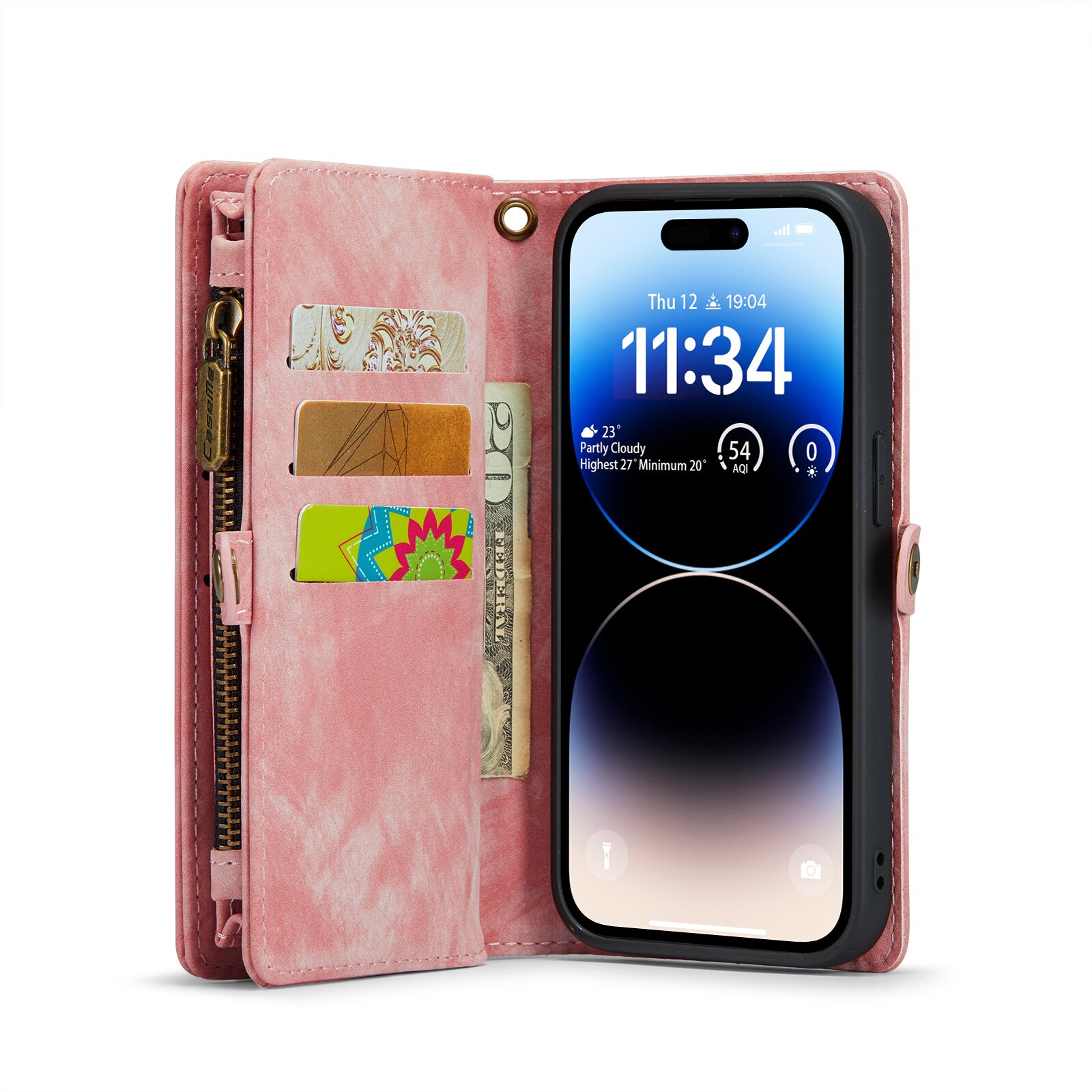 Multi-slot Mobiltaske iPhone 14 Pro Lyserød