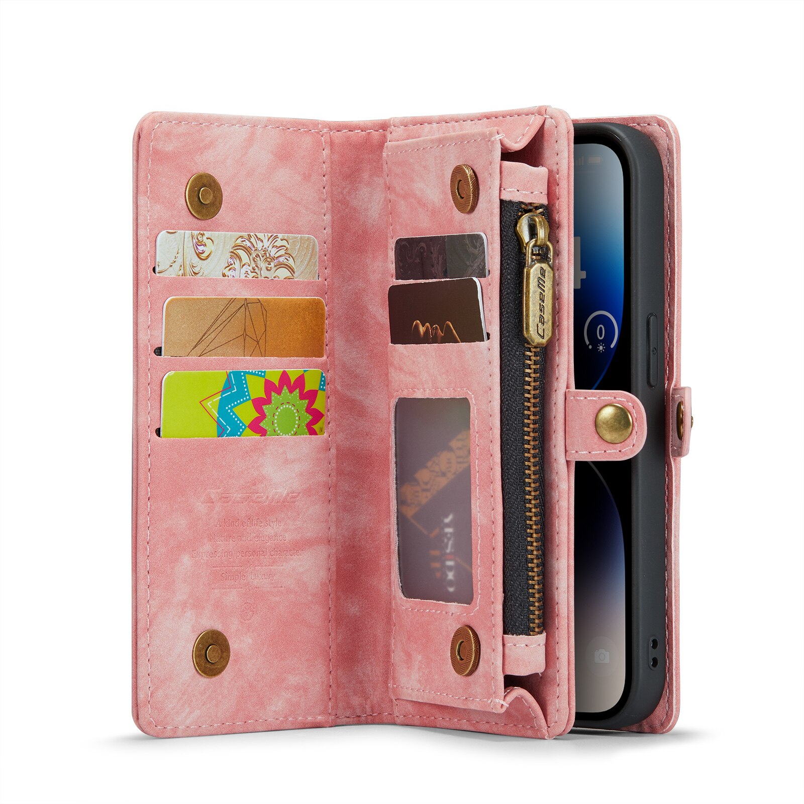 Multi-slot Mobiltaske iPhone 14 Pro Lyserød