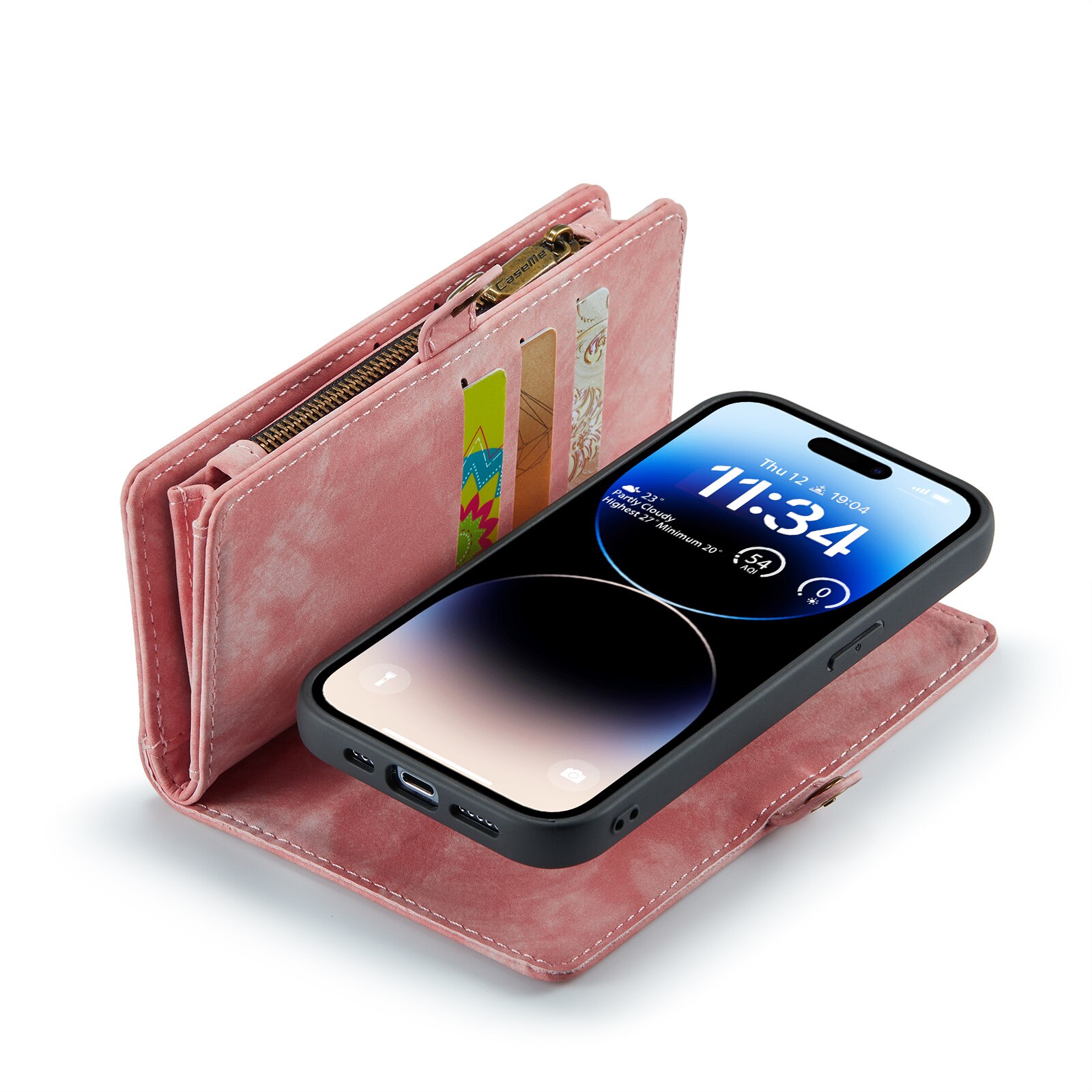 Multi-slot Mobiltaske iPhone 14 Pro Lyserød