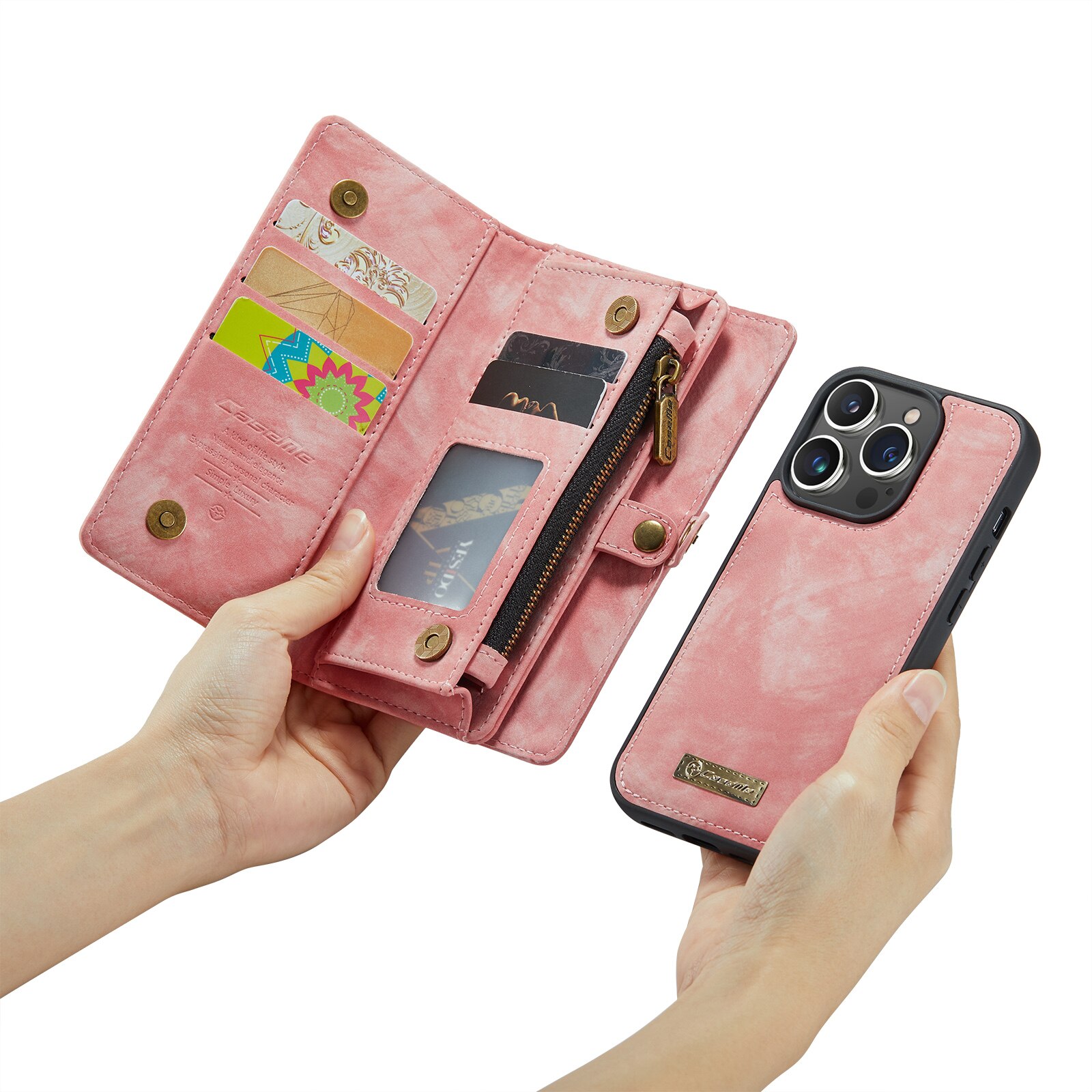 Multi-slot Mobiltaske iPhone 14 Pro Lyserød