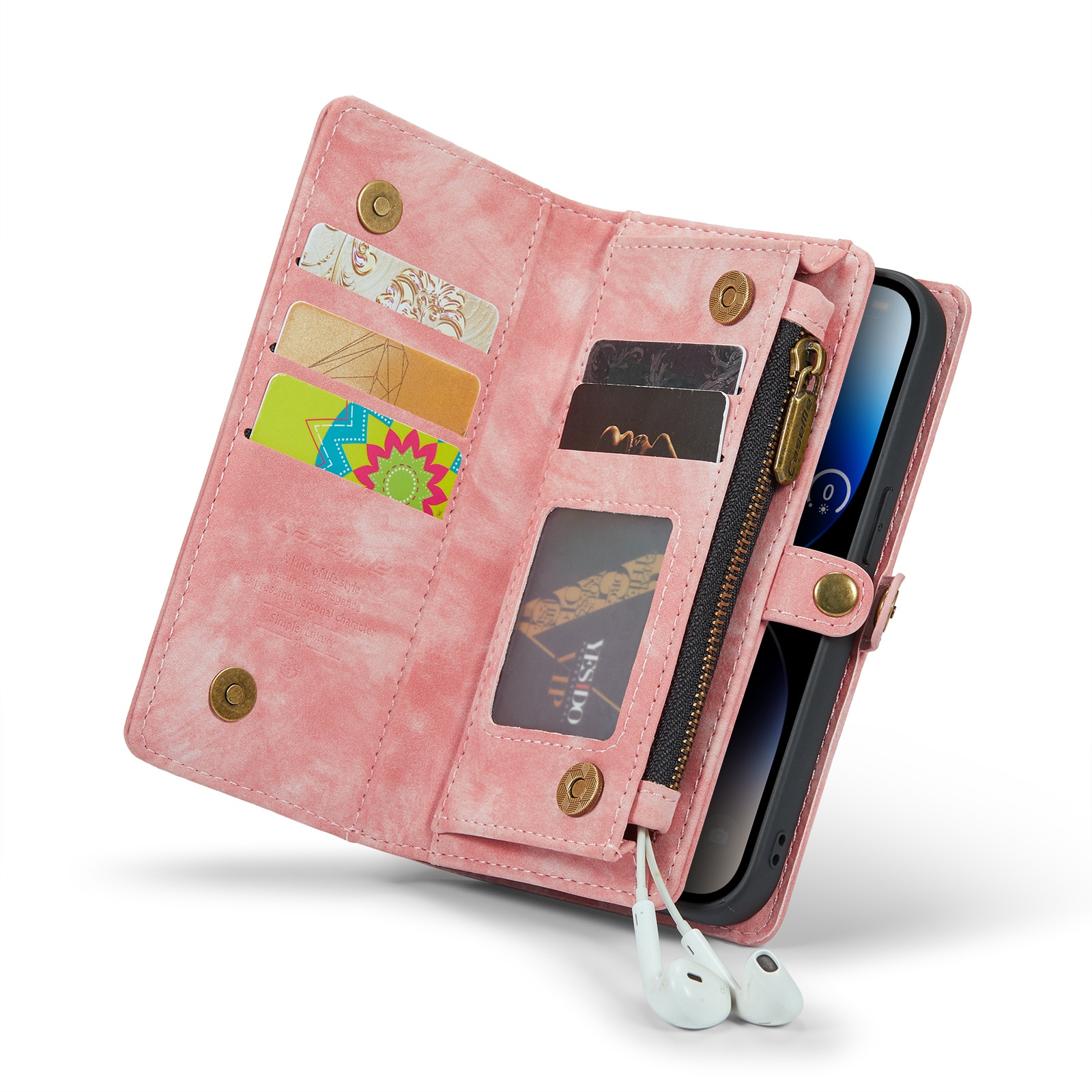 Multi-slot Mobiltaske iPhone 14 Pro Lyserød