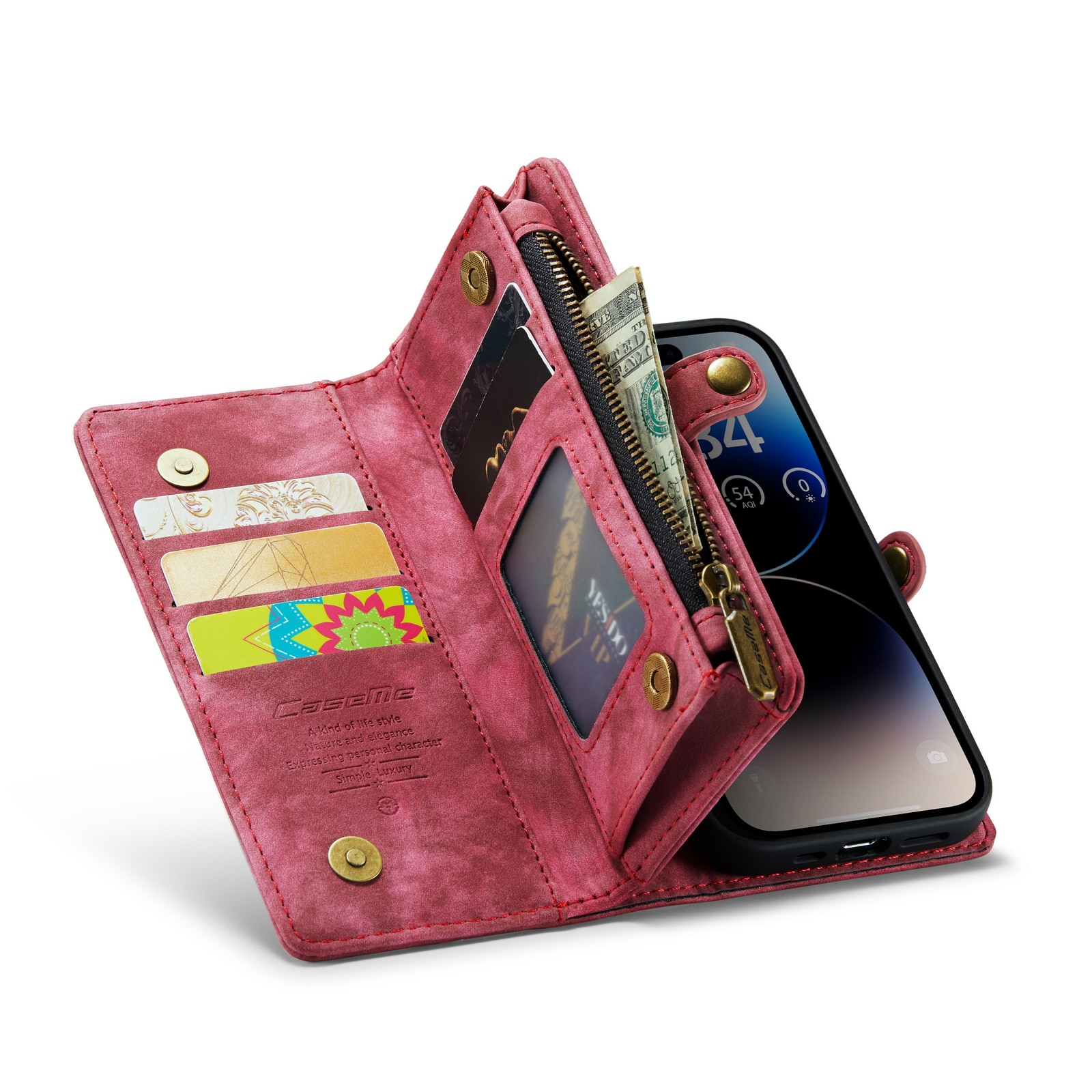 Multi-slot Mobiltaske iPhone 14 Pro Max Rød