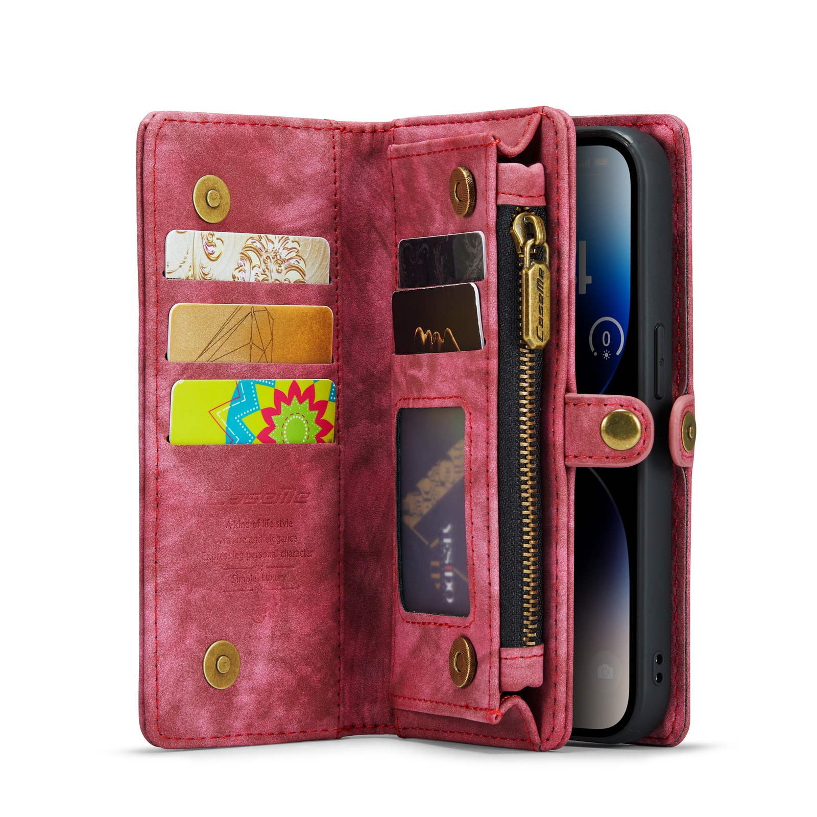 Multi-slot Mobiltaske iPhone 14 Pro Max Rød