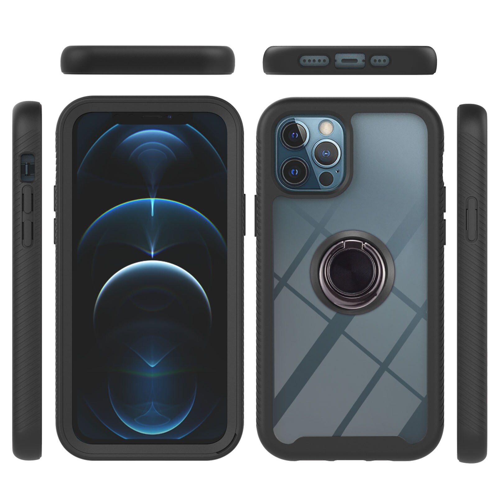 Full Cover Case ringholder iPhone 12/12 Pro sort