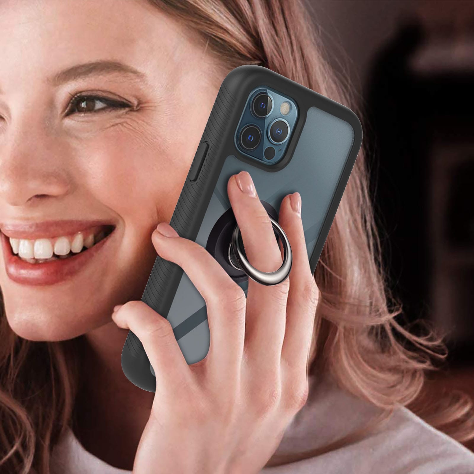 Full Cover Case ringholder iPhone 12/12 Pro sort