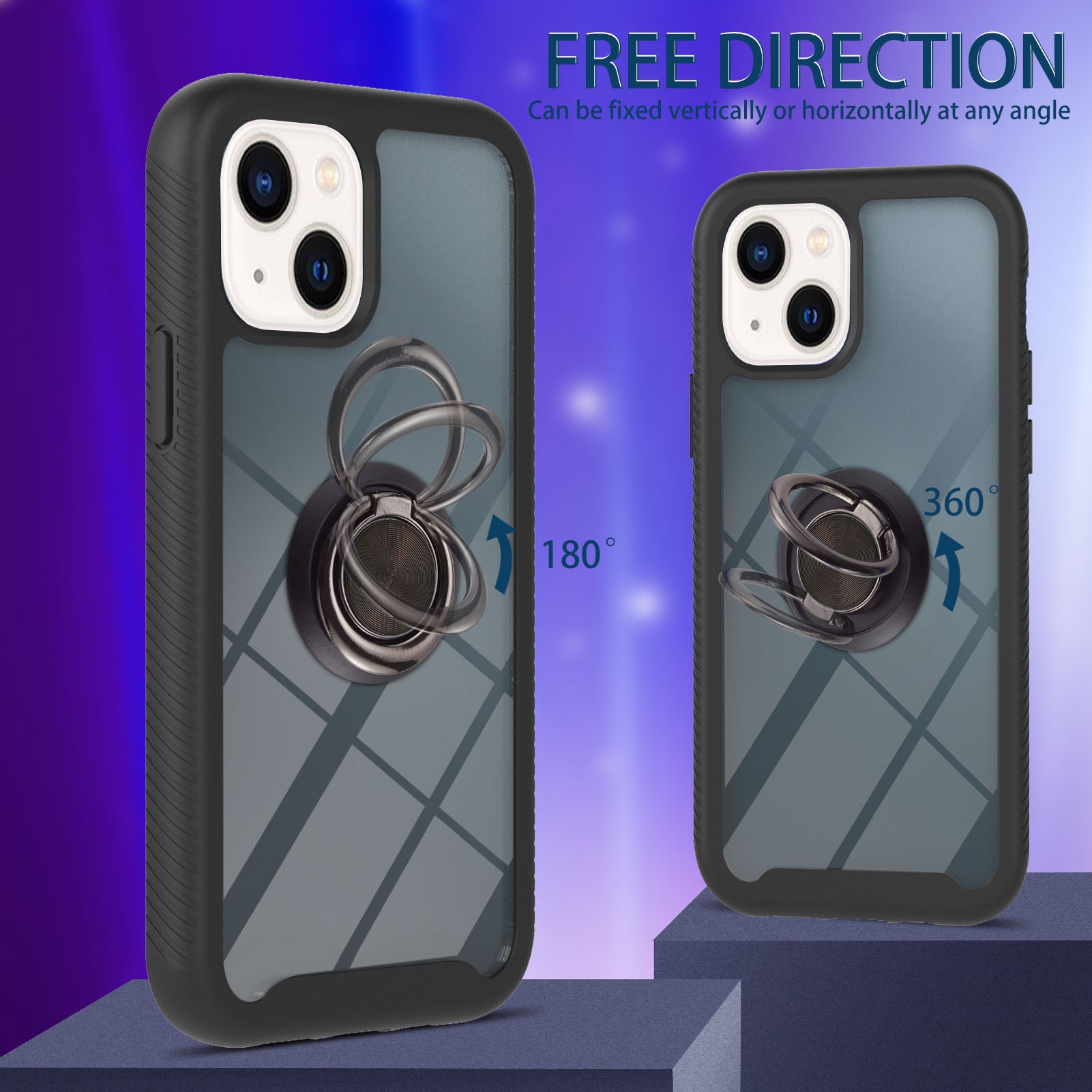 Full Cover Case ringholder iPhone 13 sort