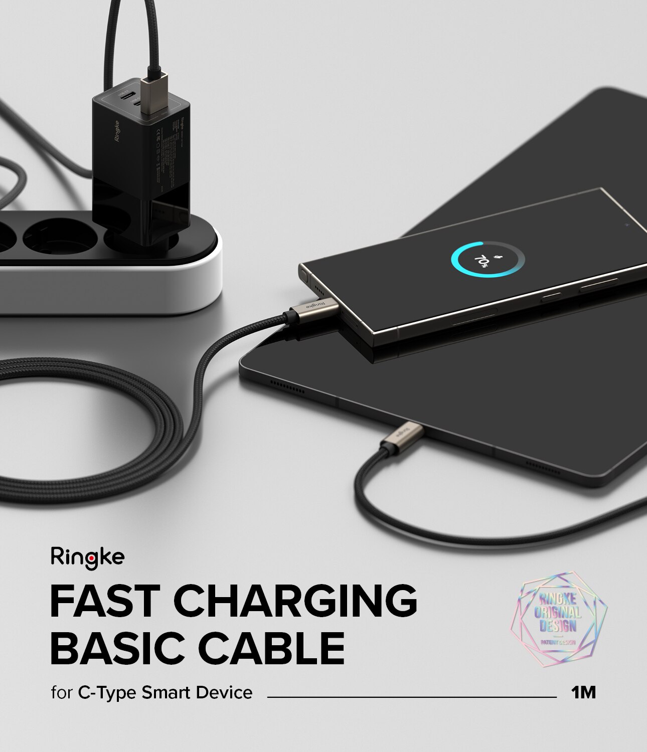 Fast Charging Basic Kabel USB-A -> USB-C 1m sort