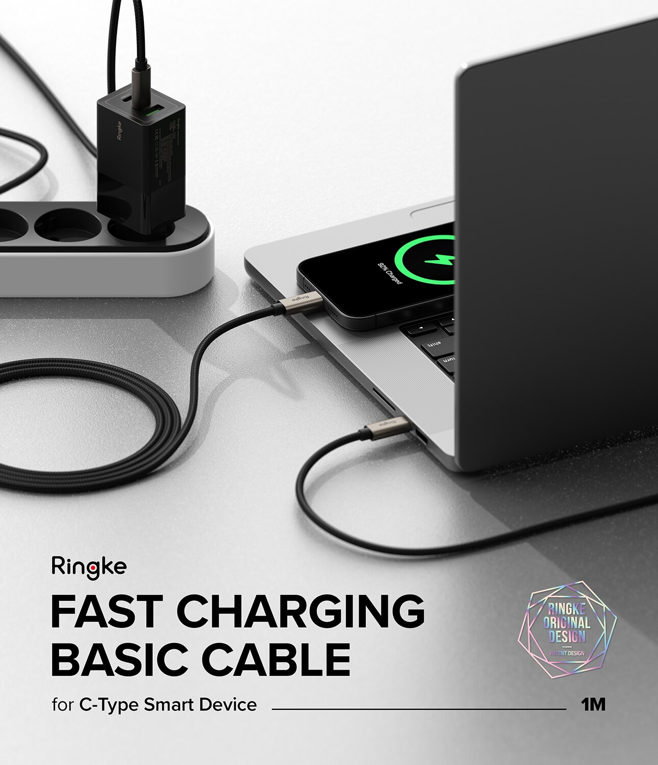 Fast Charging Basic Kabel USB-C -> USB-C 1m sort