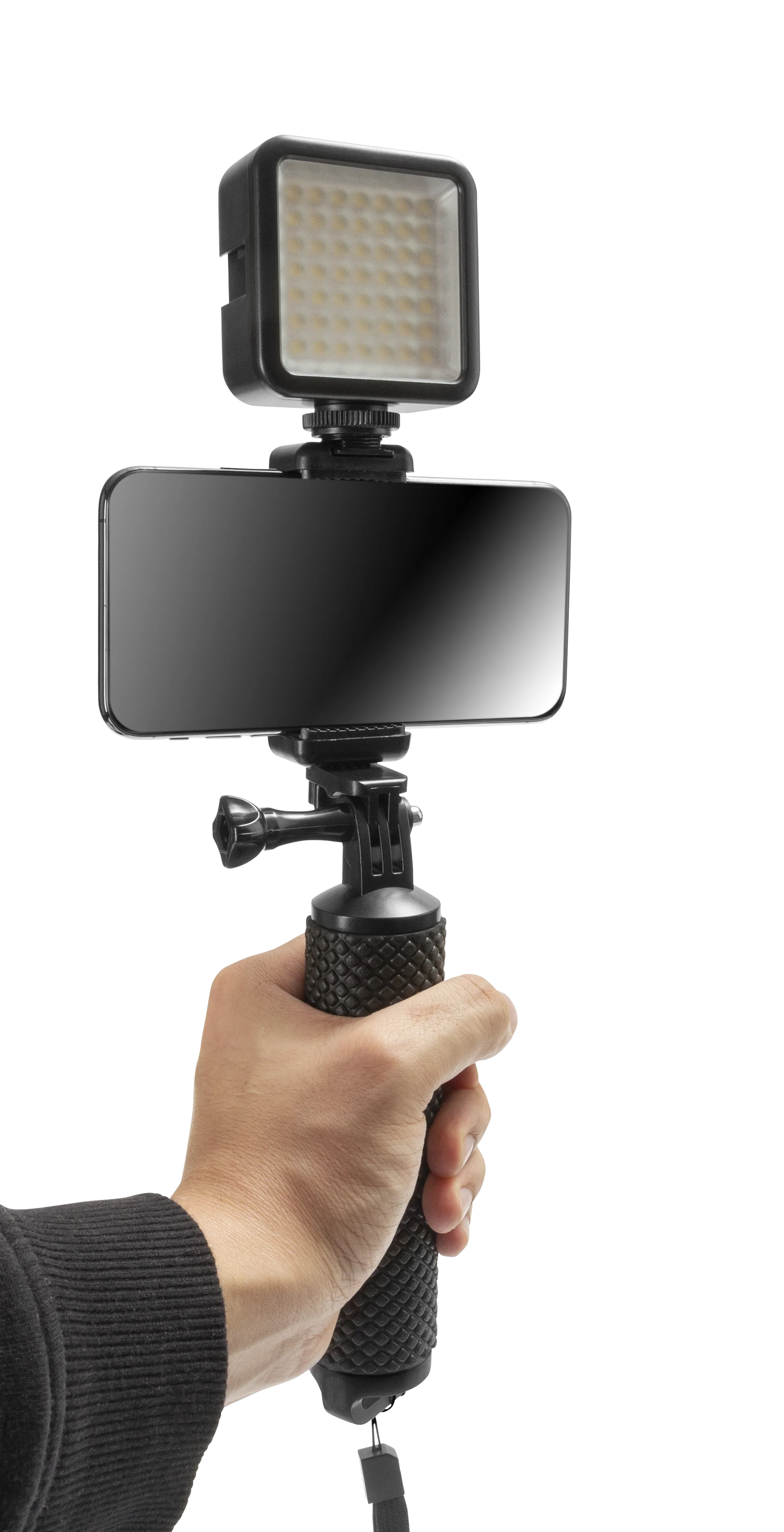 Selfie Stick med LED-belysning sort