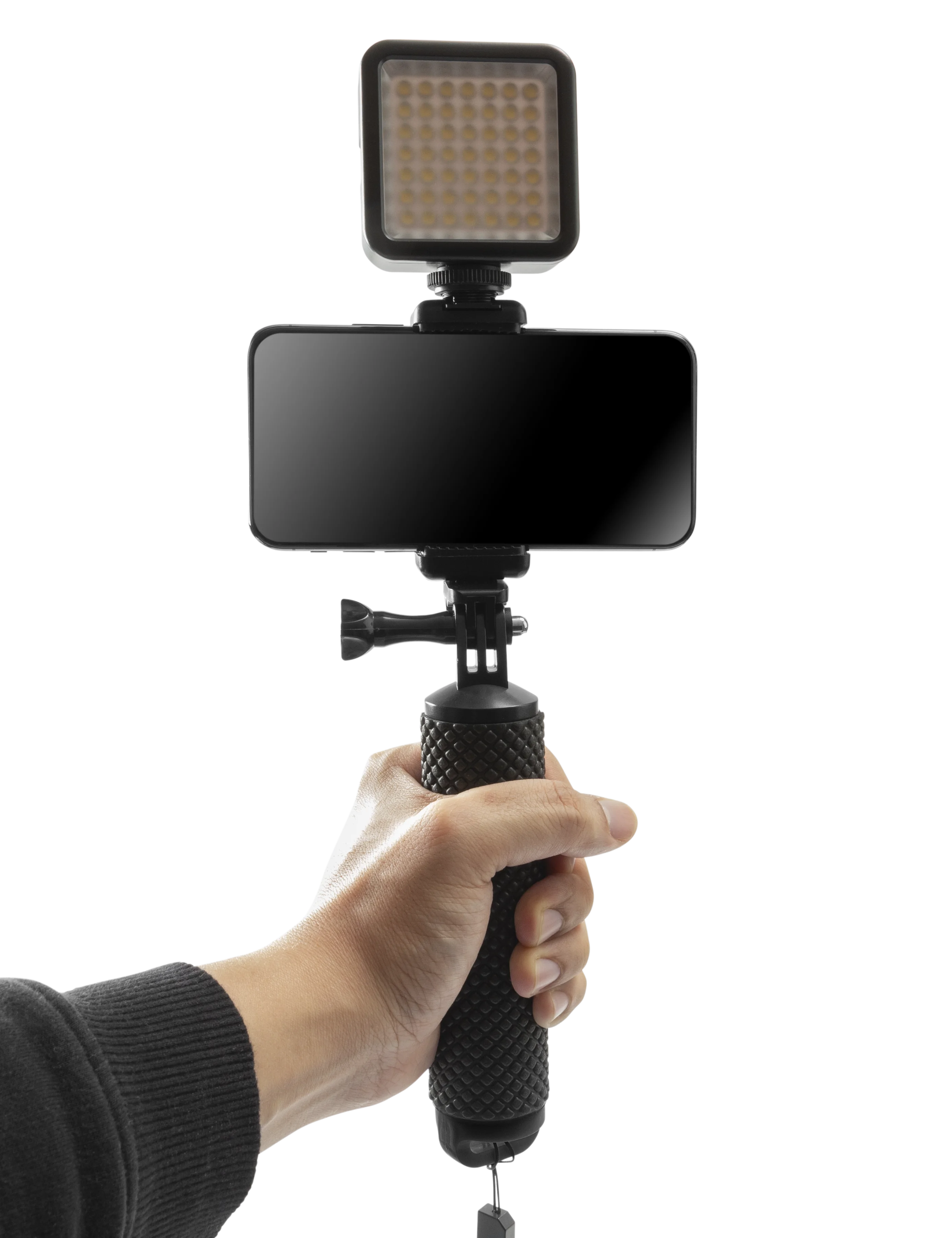 Selfie Stick med LED-belysning sort
