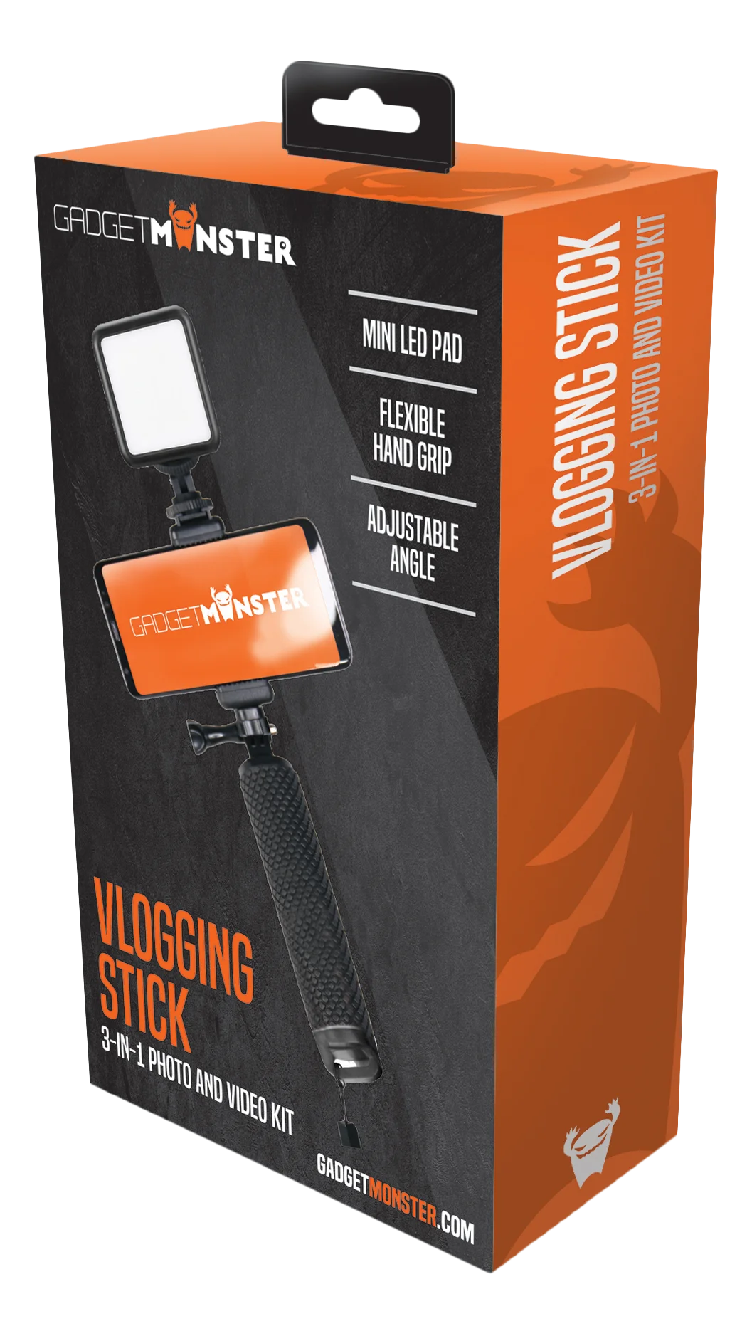 Selfie Stick med LED-belysning sort