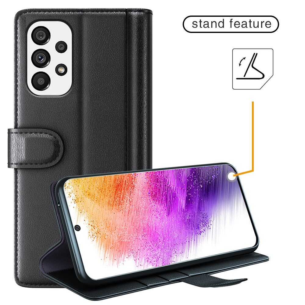 Ægte Læderetui Samsung Galaxy A73 5G Sort
