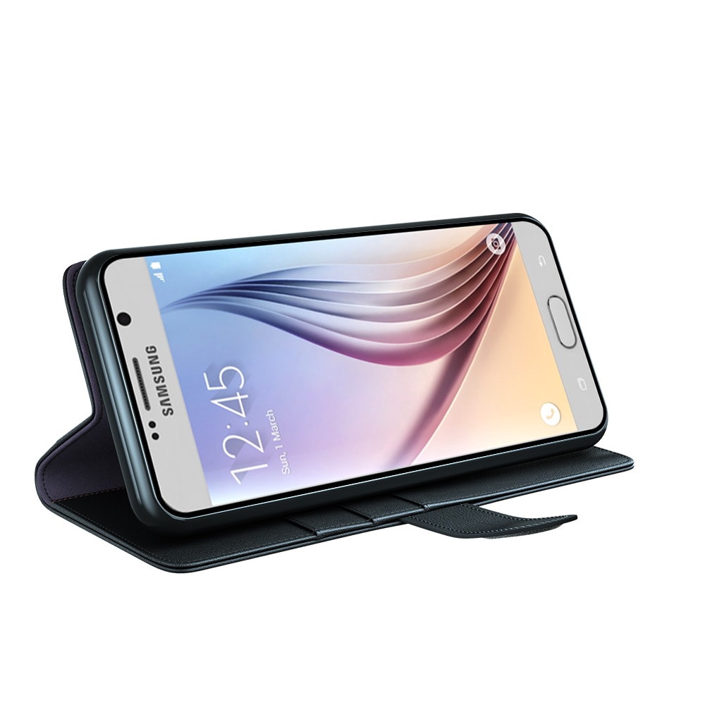 Ægte Læderetui Samsung Galaxy S6 Edge sort