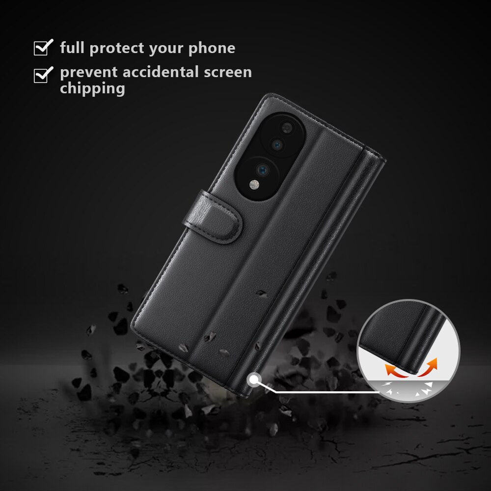 Ægte Læderetui  Honor 70 Sort