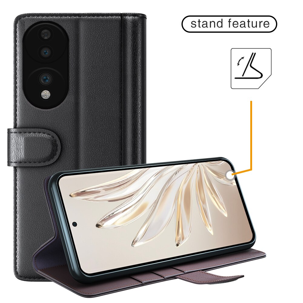 Ægte Læderetui  Honor 70 Sort