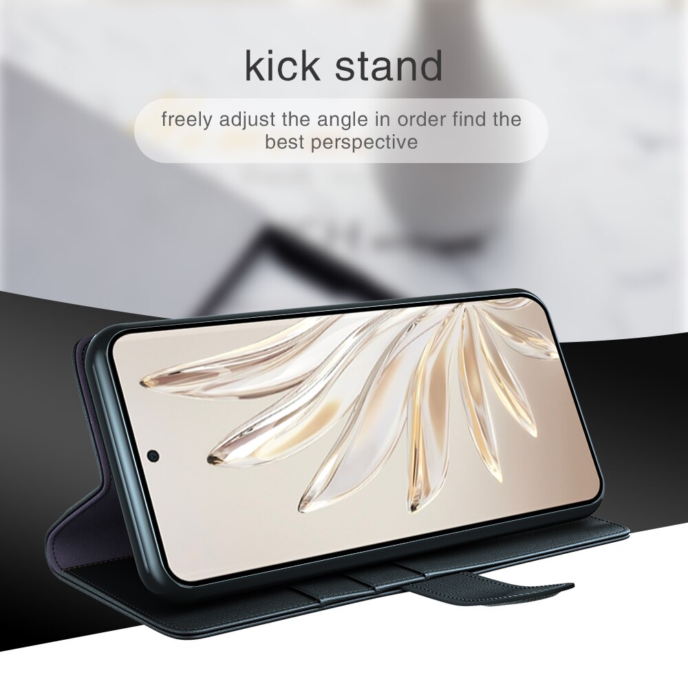 Ægte Læderetui  Honor 70 Sort