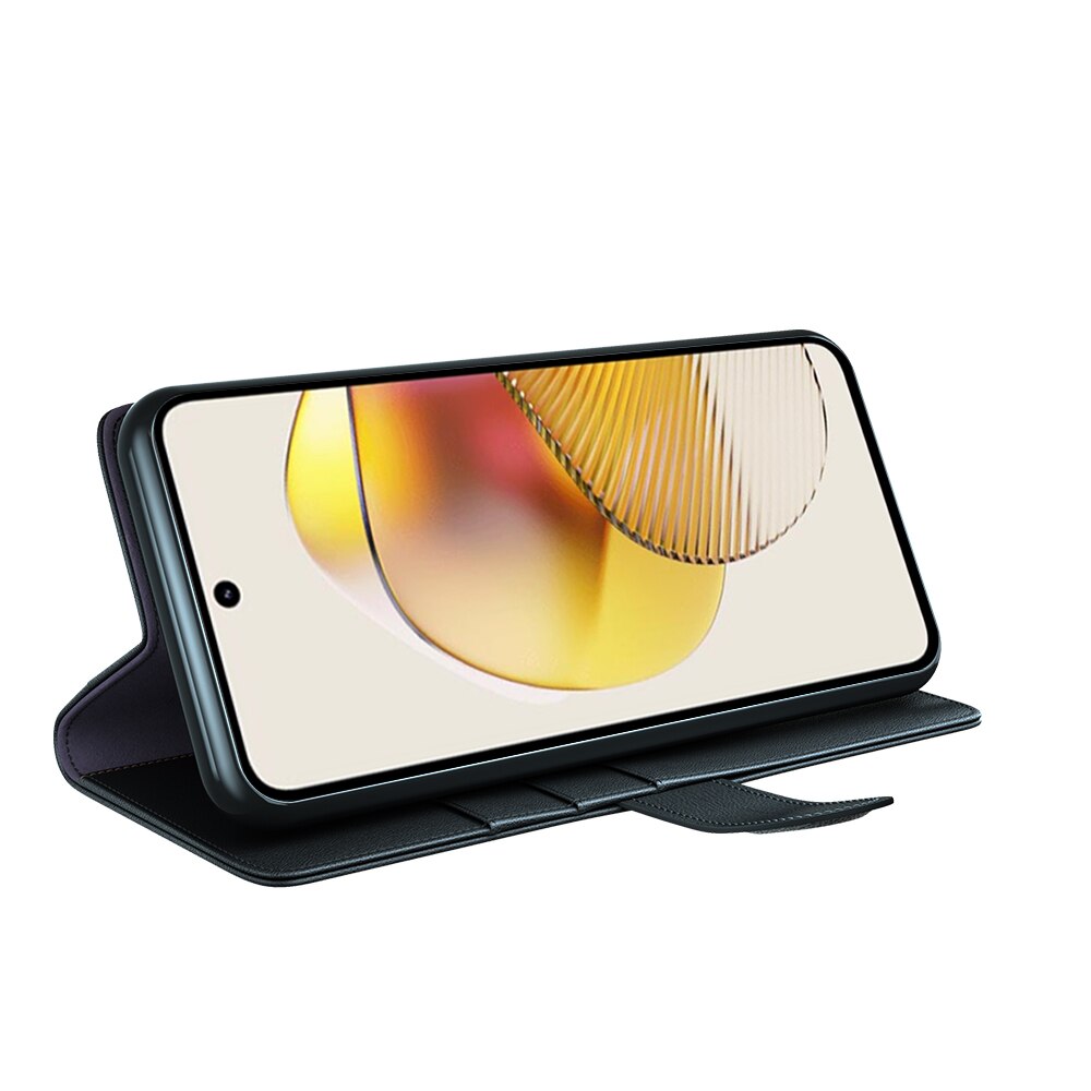Ægte Læderetui Motorola Moto G73 Sort