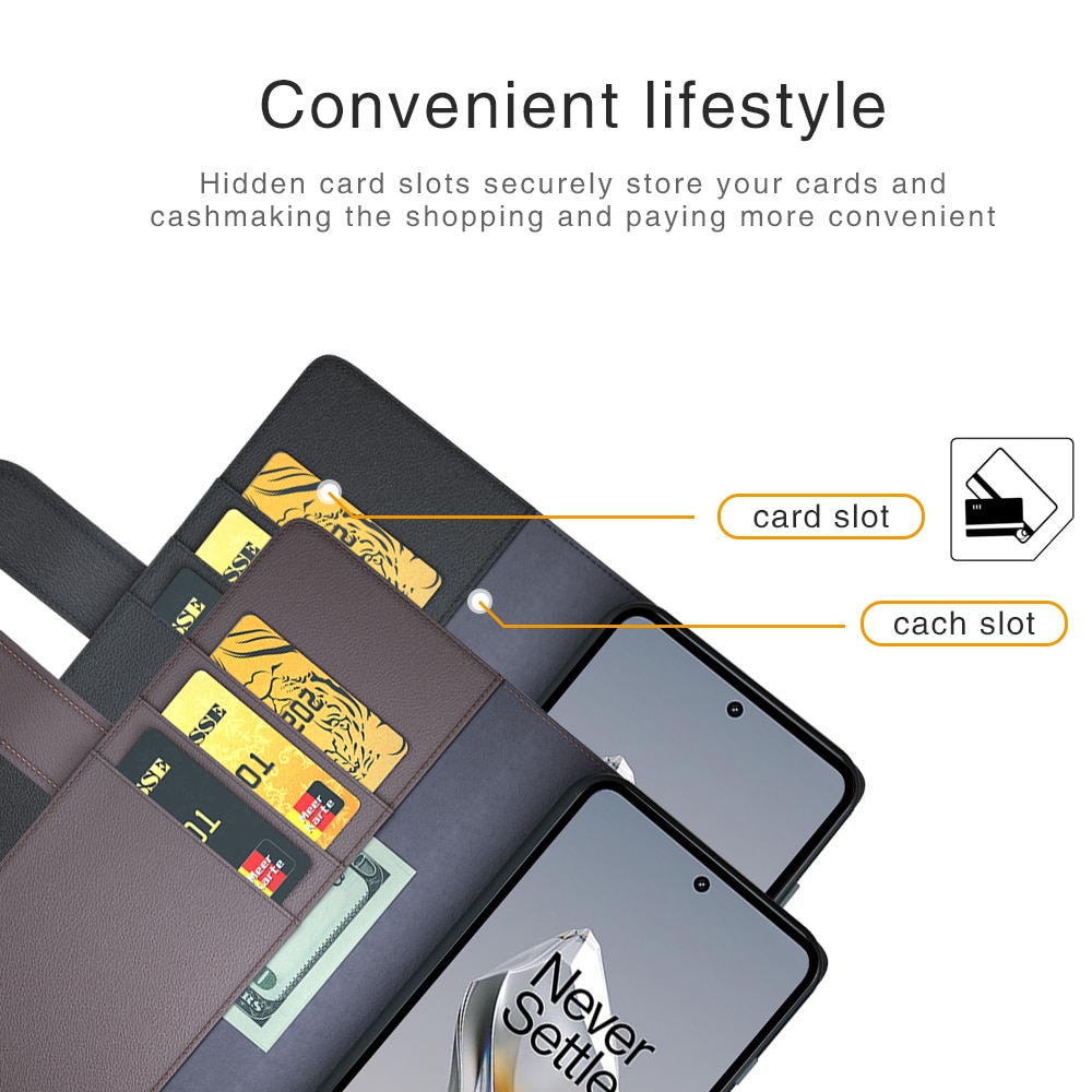 Ægte Læderetui OnePlus 12 sort