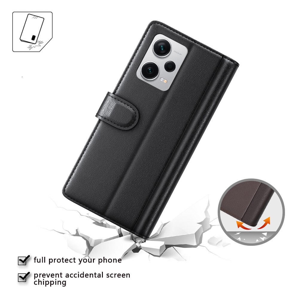 Ægte Læderetui Xiaomi Redmi Note 12 Pro Plus Sort