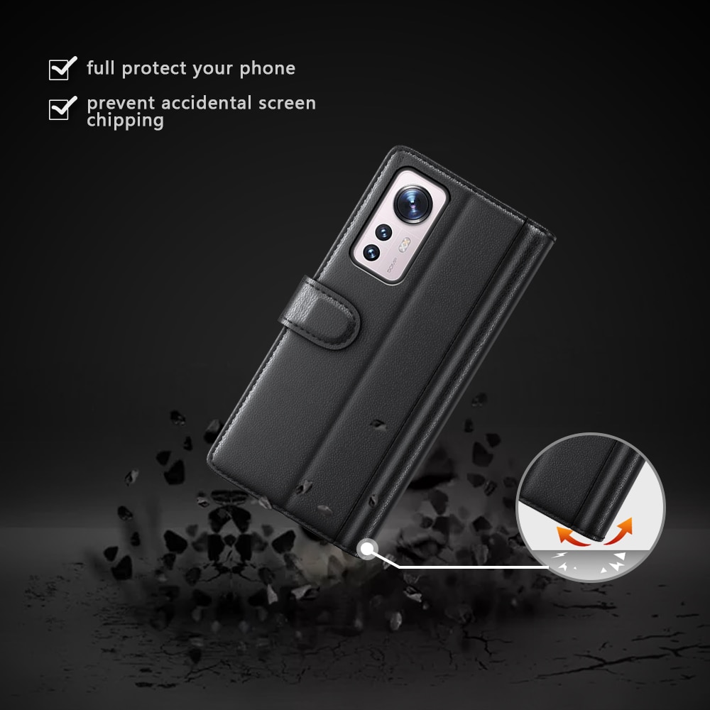 Ægte Læderetui Xiaomi 12 Pro sort