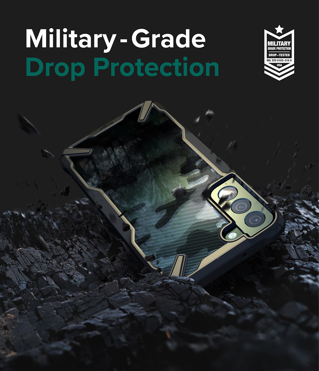 Fusion X Design Case Galaxy S22 Camo Black