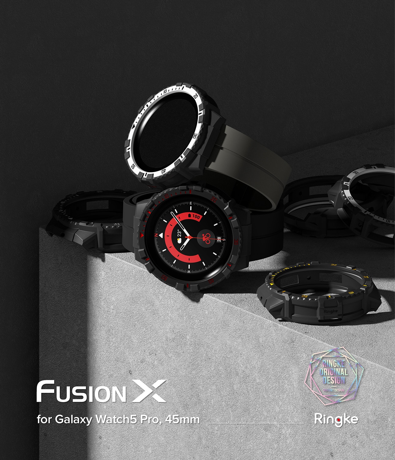 Fusion X Cover Samsung Galaxy Watch 5 Pro 45mm Black (Yellow Index)