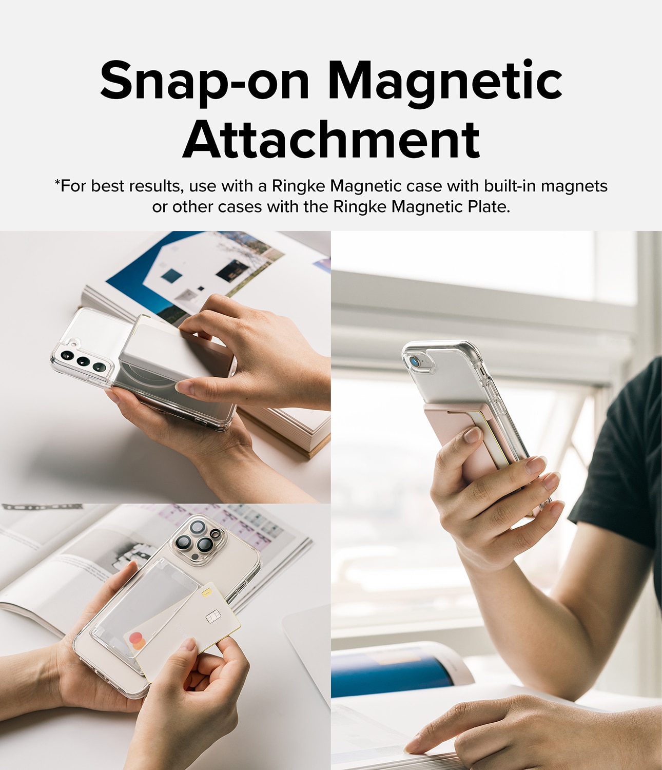 Magnetic Side Slot Card Holder Light Gray