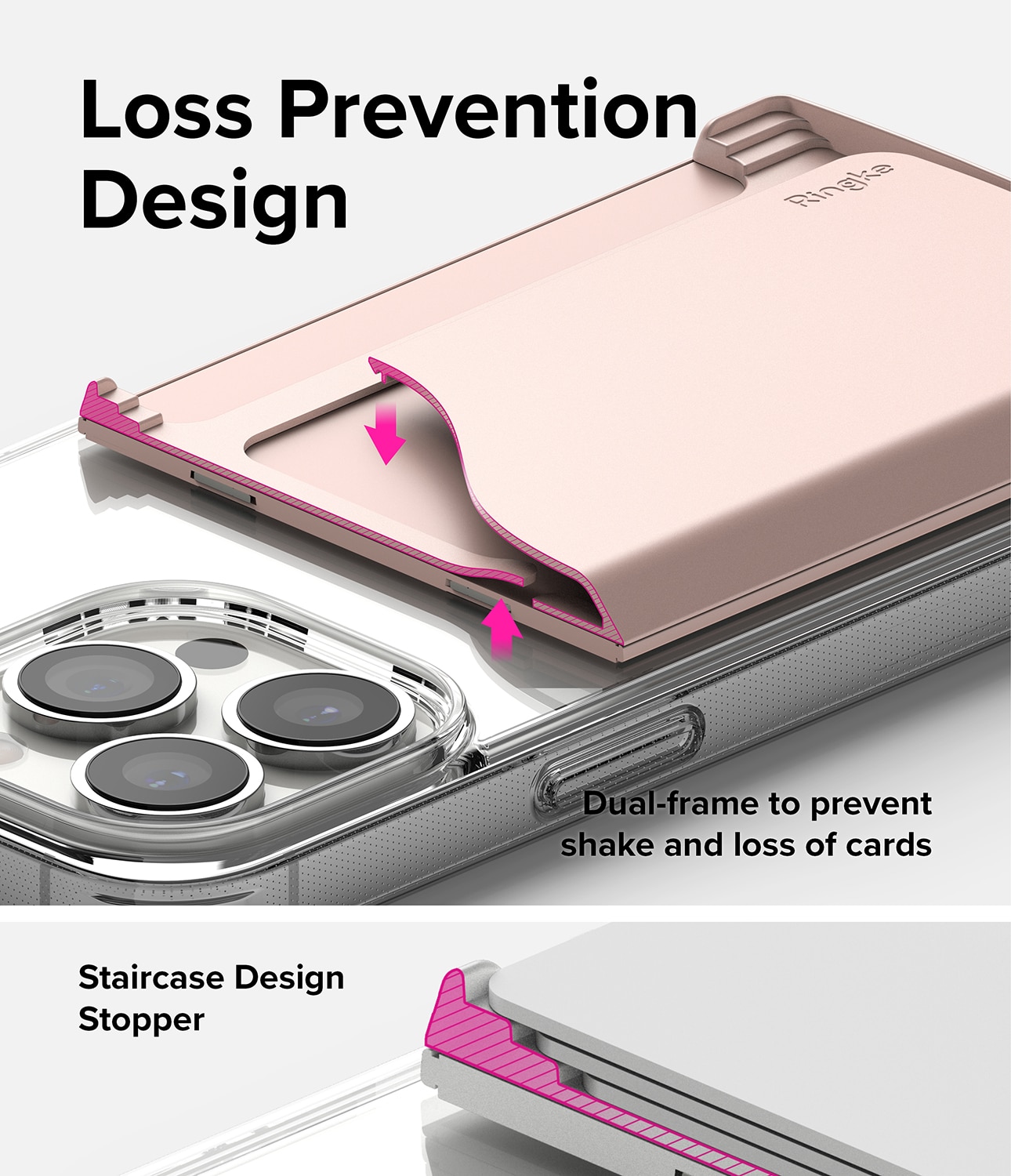 Magnetic Side Slot Card Holder Peach Pink