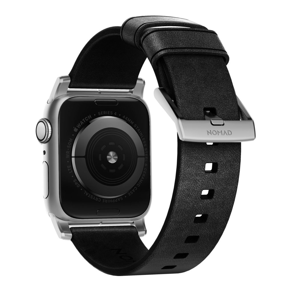Apple Watch 45mm Series 9 Modern Band Horween Leather Black (Silver Hardware)