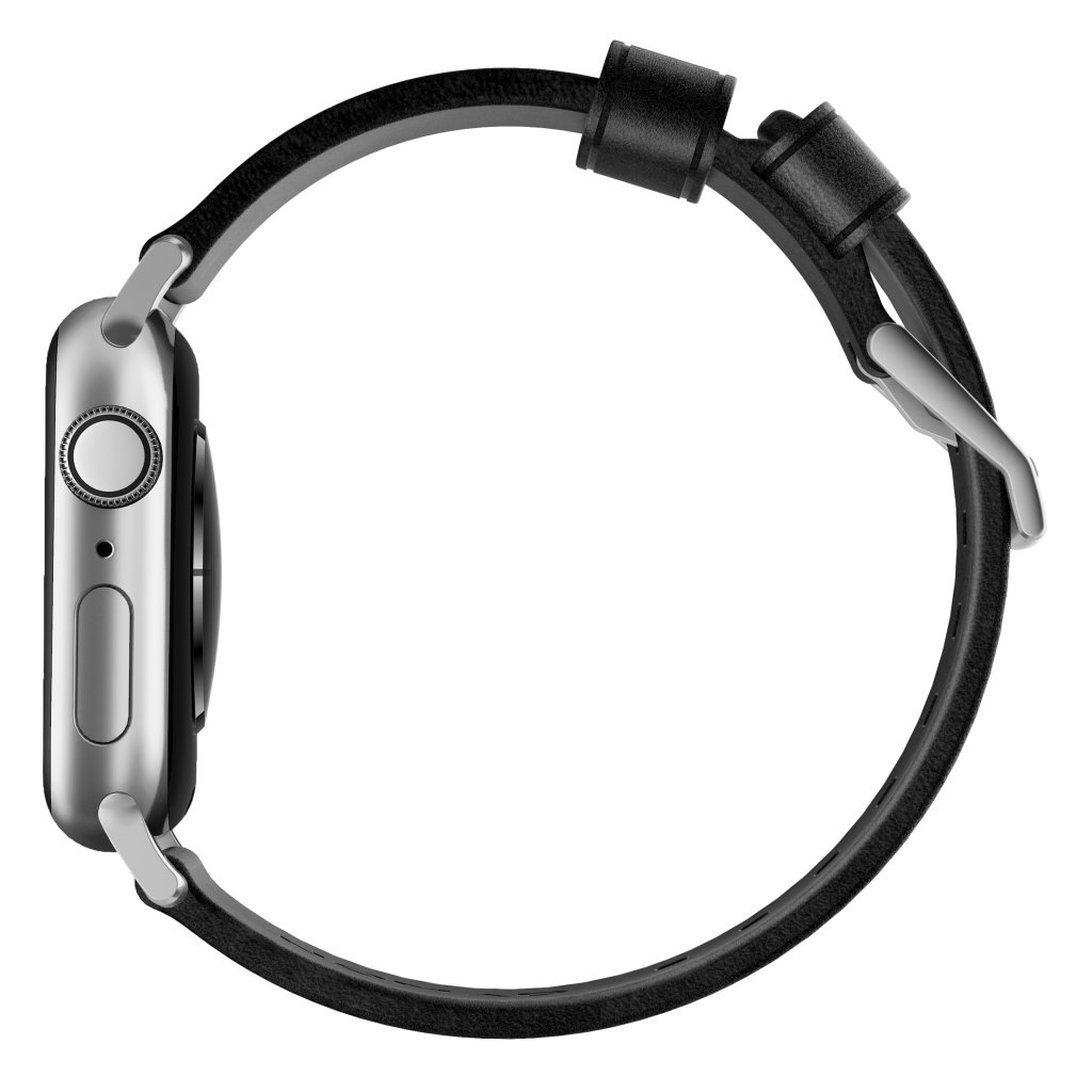 Apple Watch 45mm Series 8 Modern Band Horween Leather Black (Silver Hardware)