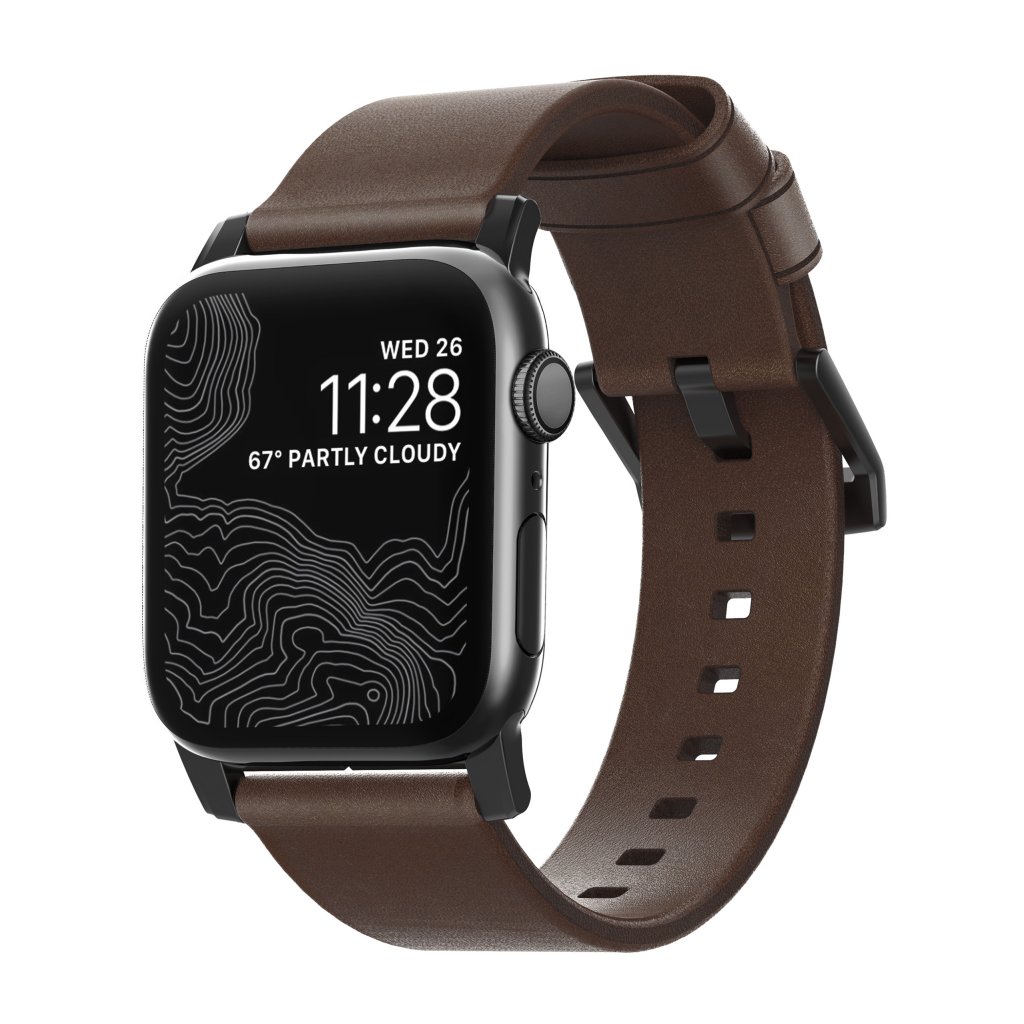 Apple Watch 42mm Modern Band Horween Leather Rustic Brown (Black Hardware)