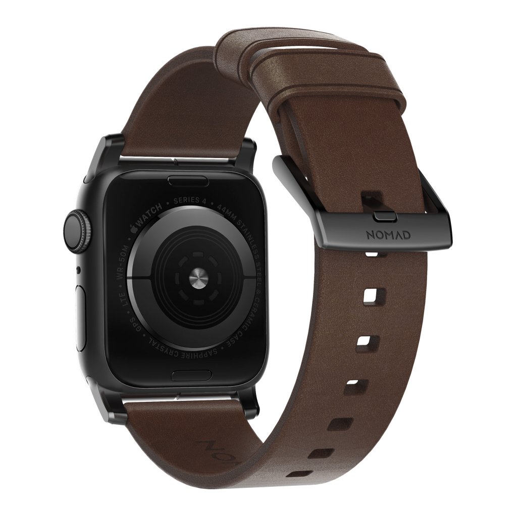 Apple Watch 45mm Series 8 Modern Band Horween Leather Rustic Brown (Black Hardware)