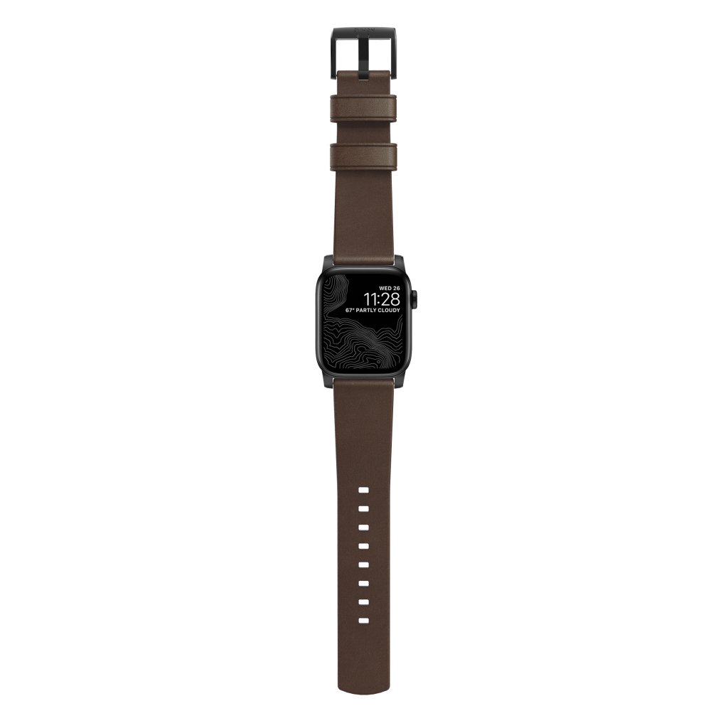 Apple Watch 42mm Modern Band Horween Leather Rustic Brown (Black Hardware)