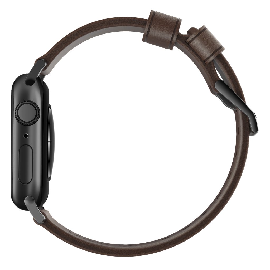 Apple Watch 45mm Series 8 Modern Band Horween Leather Rustic Brown (Black Hardware)