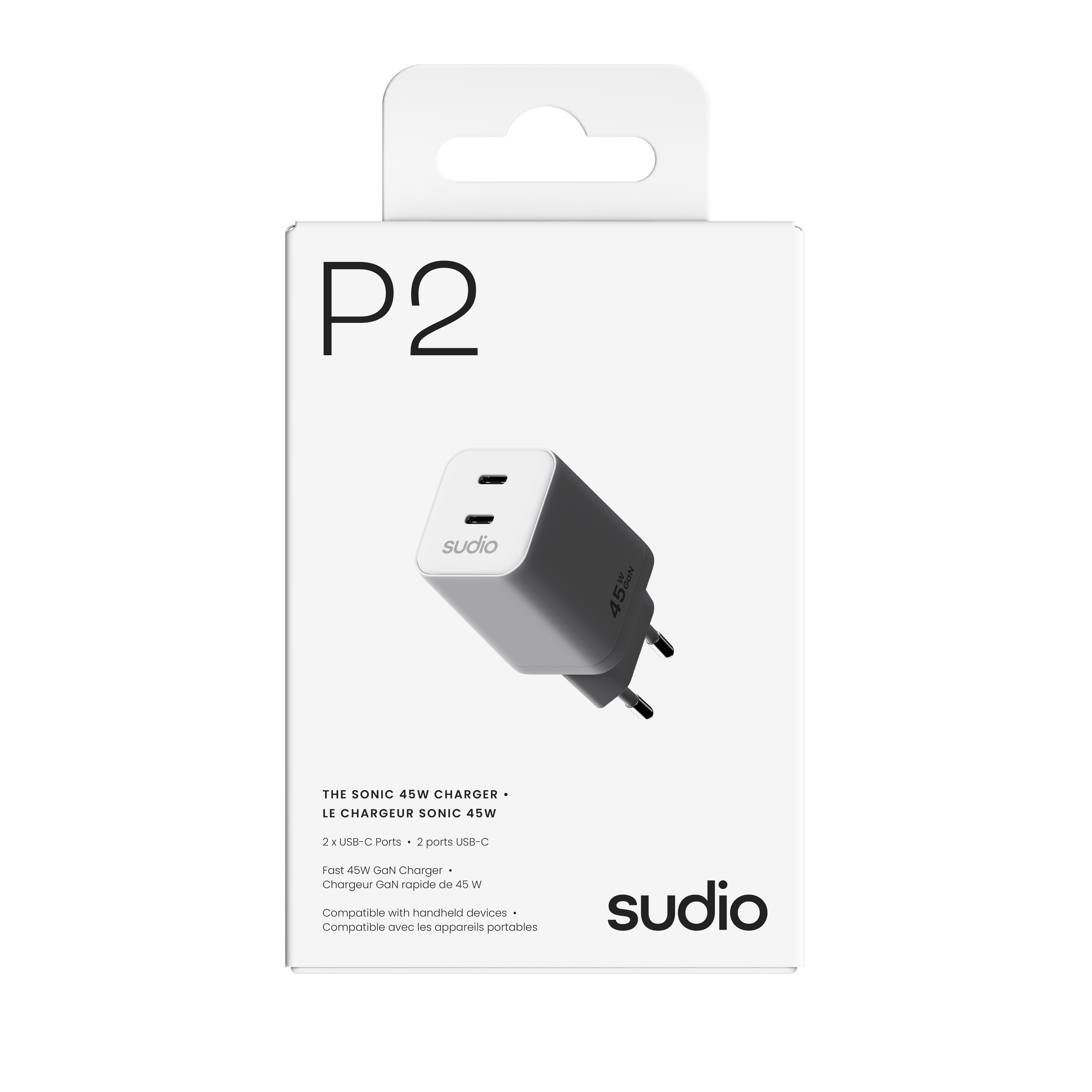 P2 Vægoplader 45W 2 x USB-C Hvid
