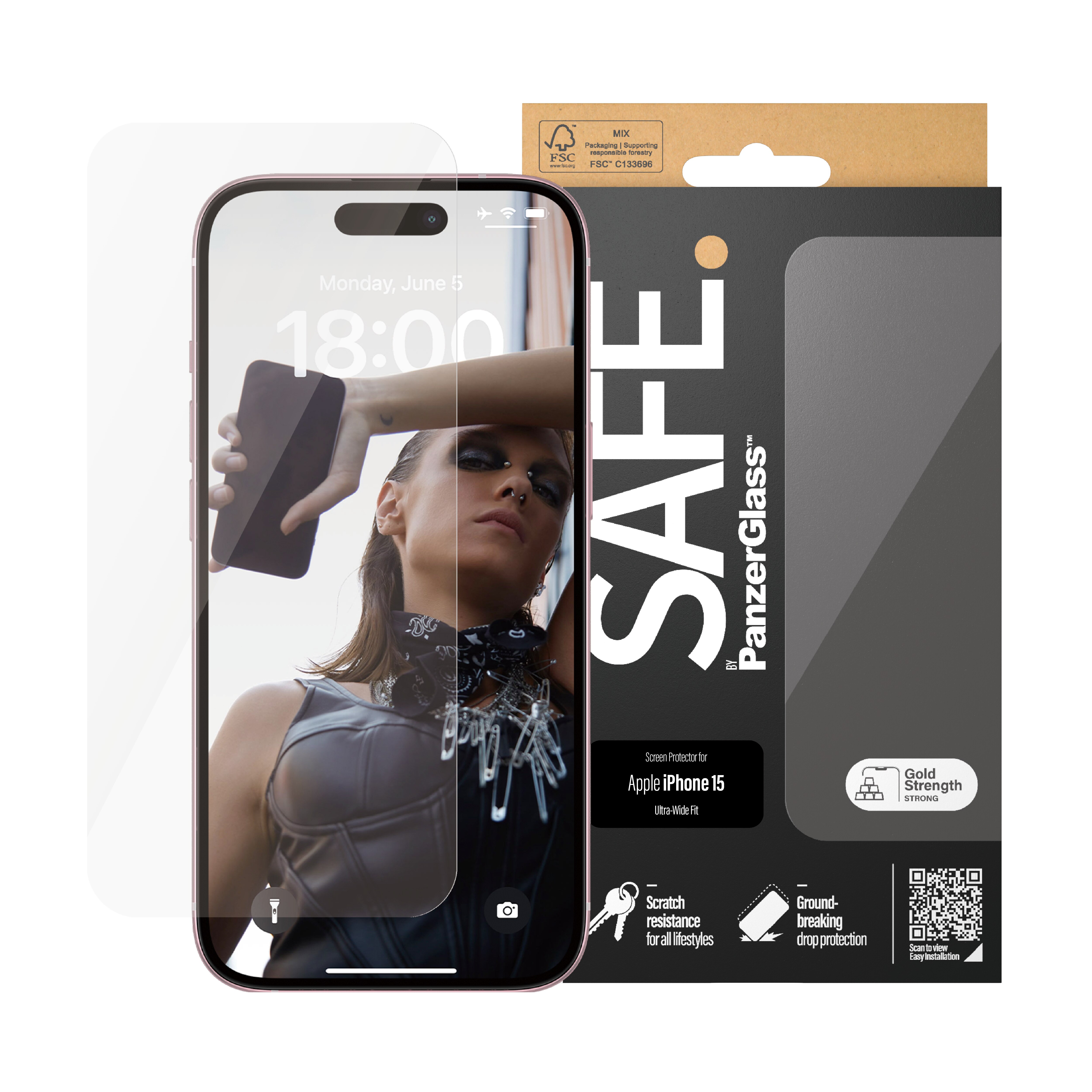 iPhone 15 Screen Protector/Skærmbeskyttelse Ultra Wide Fit